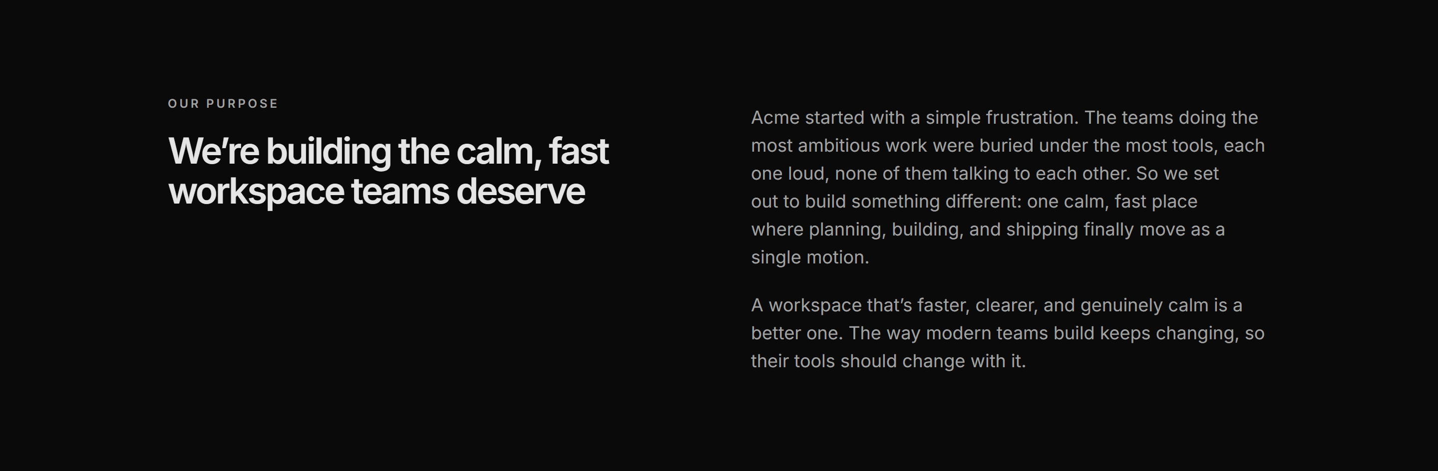 Modern SaaS About: Our Purpose