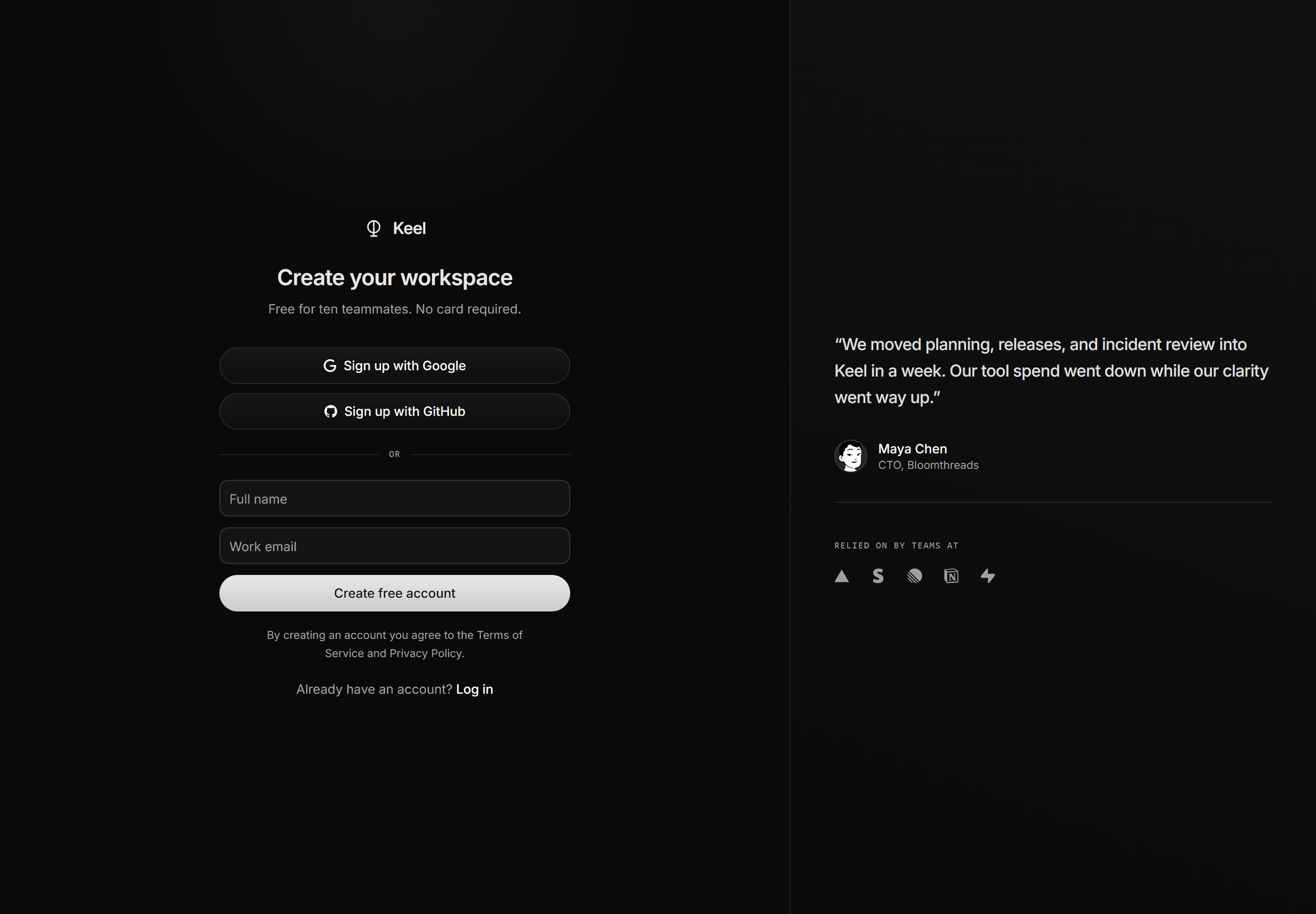 Modern SaaS Auth Page: Depth Signup