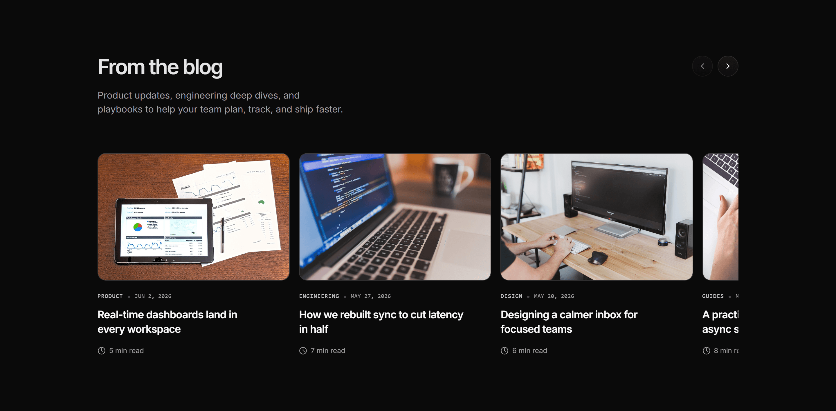 Modern SaaS Blog: Card Carousel
