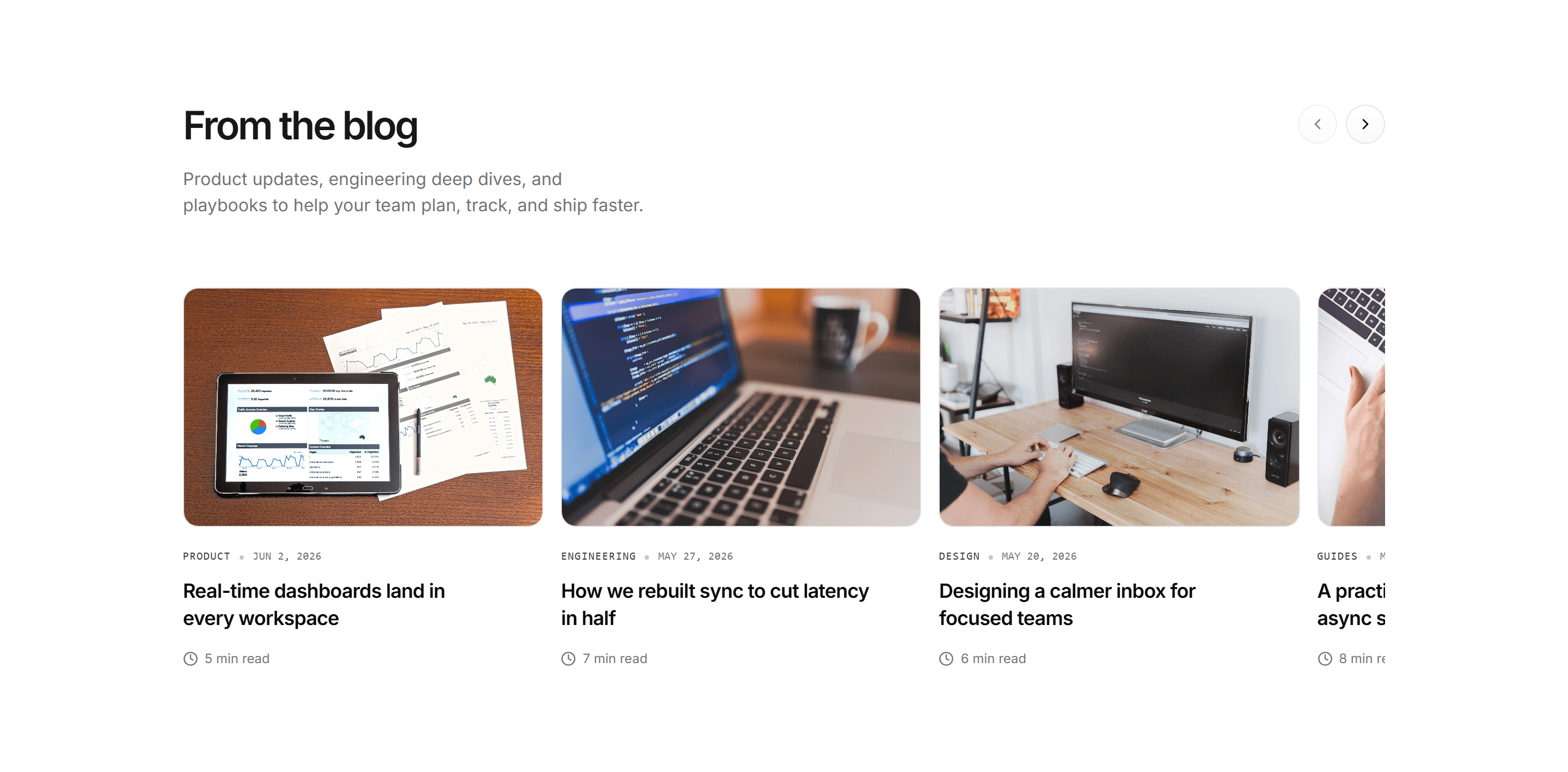 Modern SaaS Blog: Card Carousel