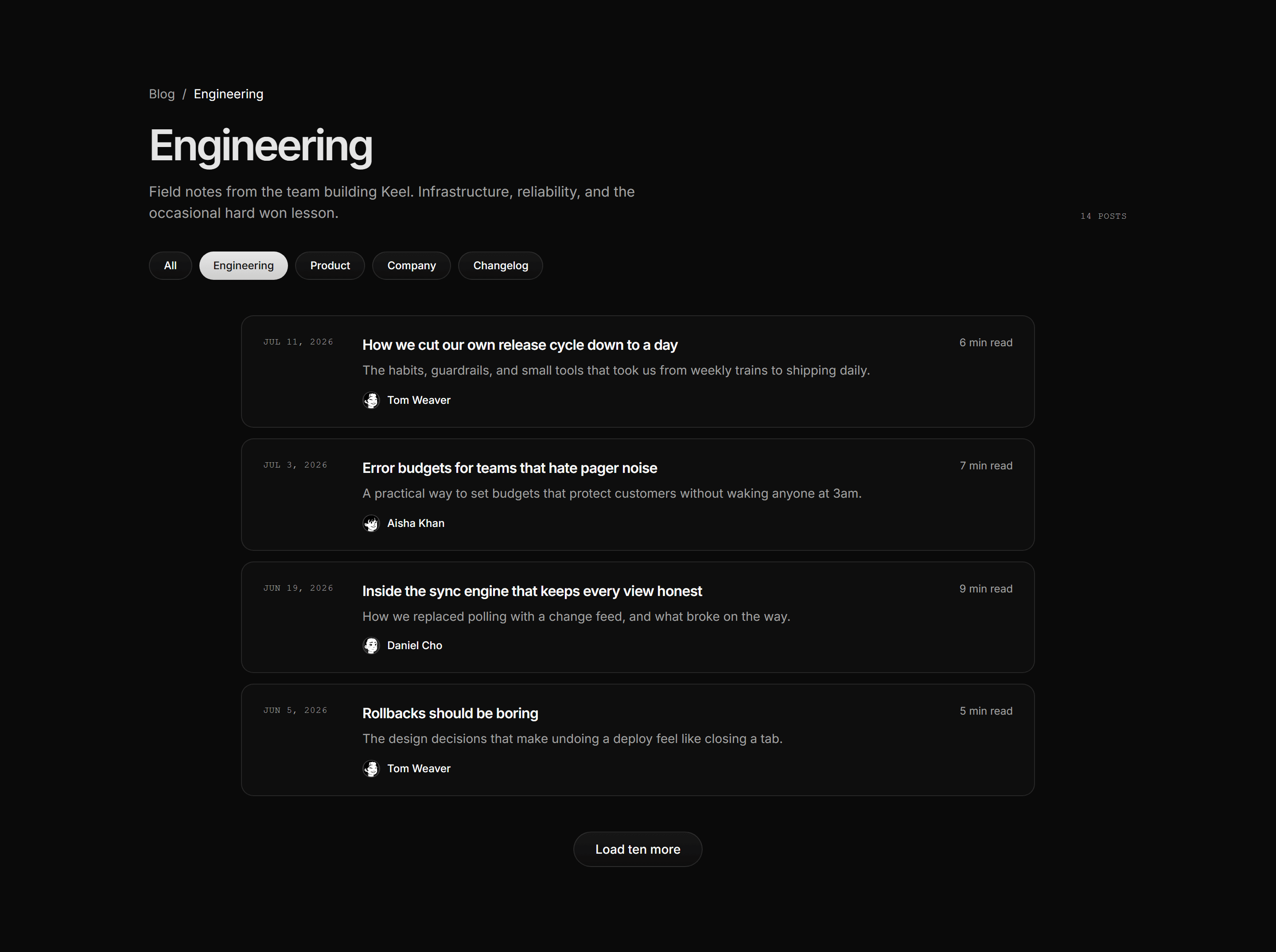 Modern SaaS Blog: Category Post List