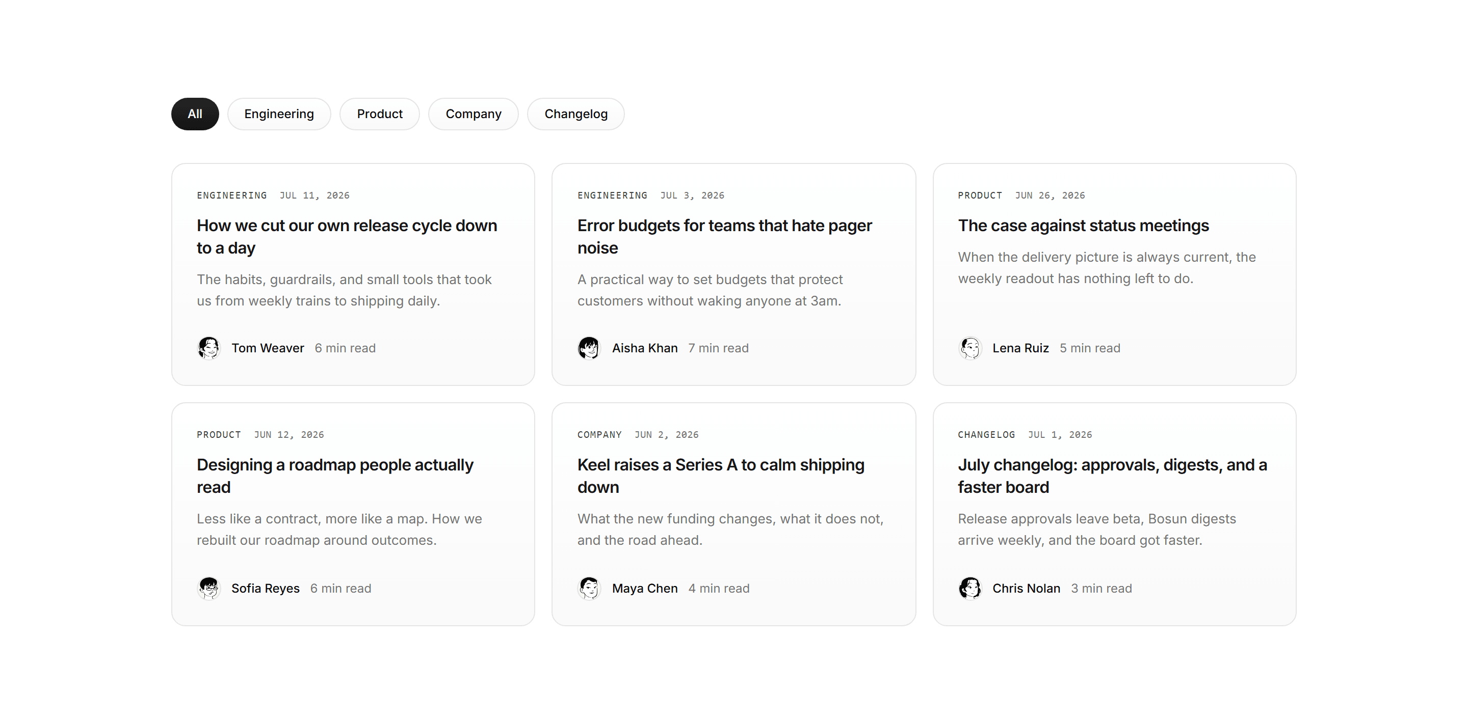Modern SaaS Blog: Filterable Post Grid