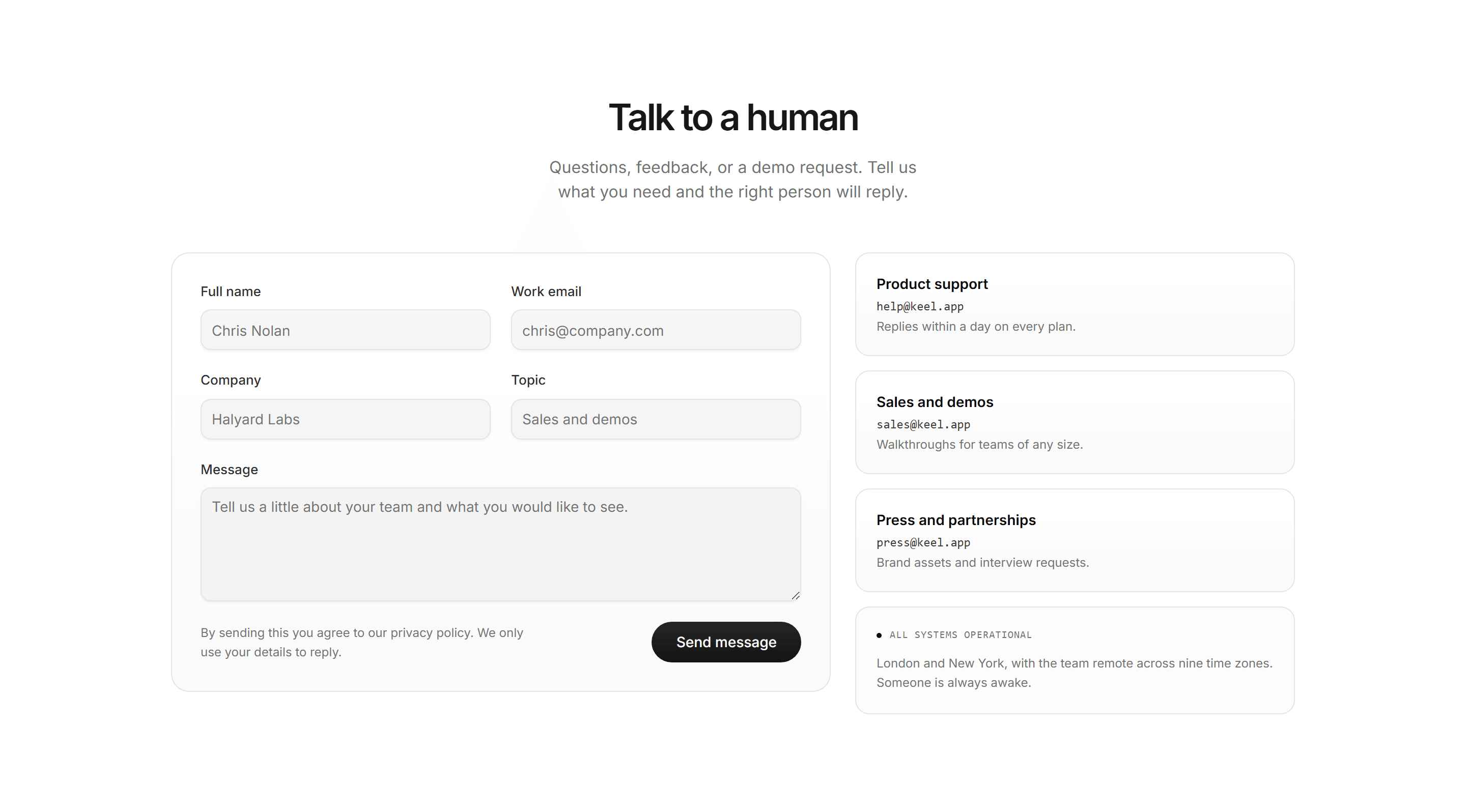 Modern SaaS Contact Section: Split Contact Form