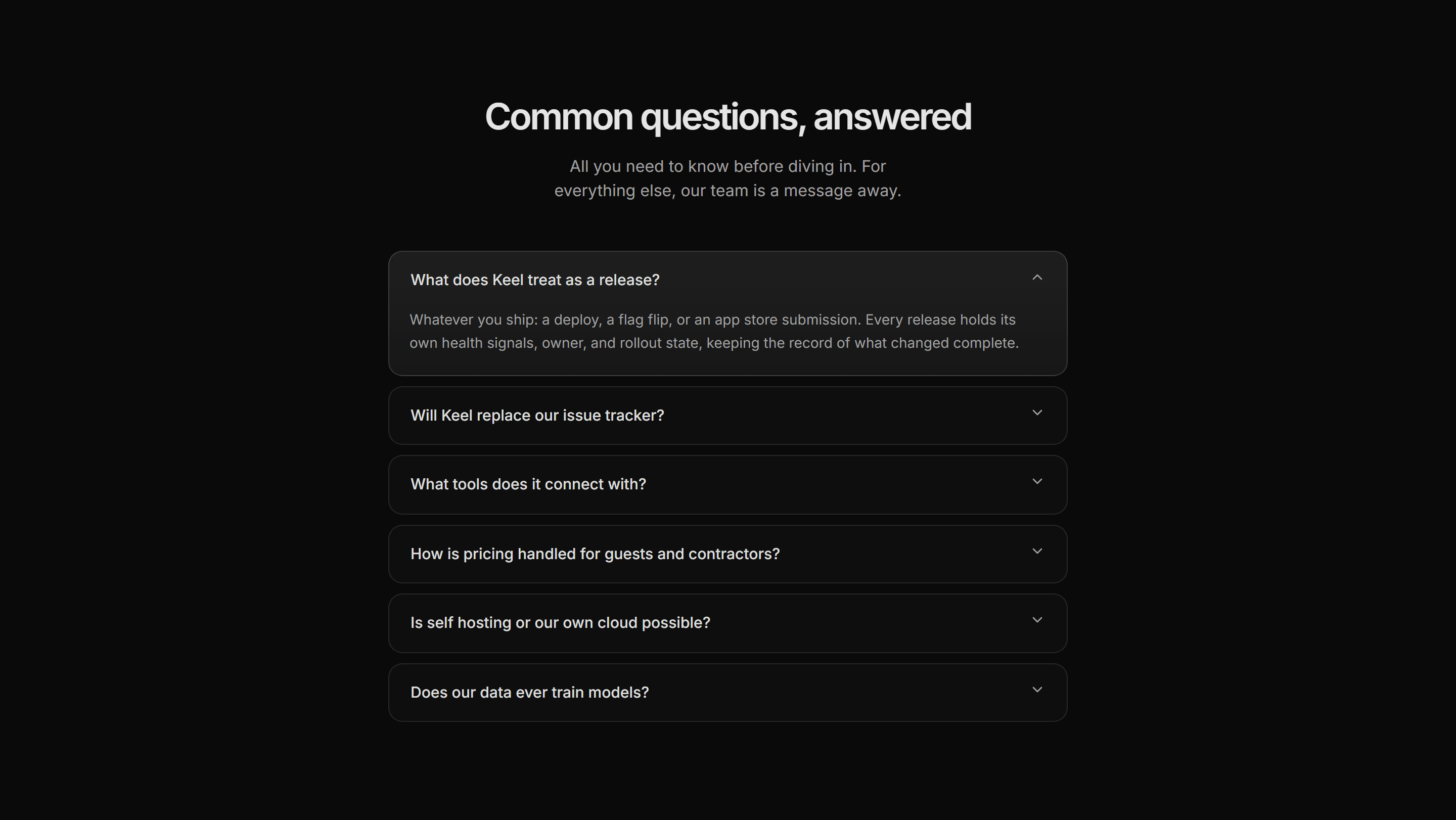 Modern SaaS FAQ: Single Open Accordion