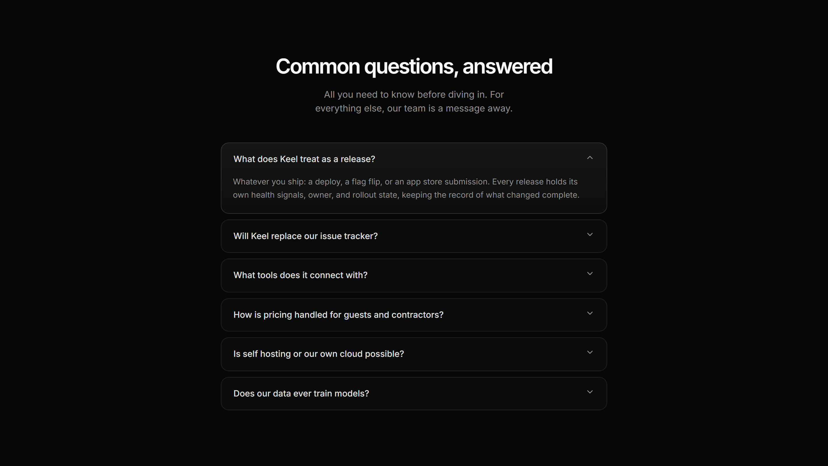 Modern SaaS FAQ: Single Open Accordion