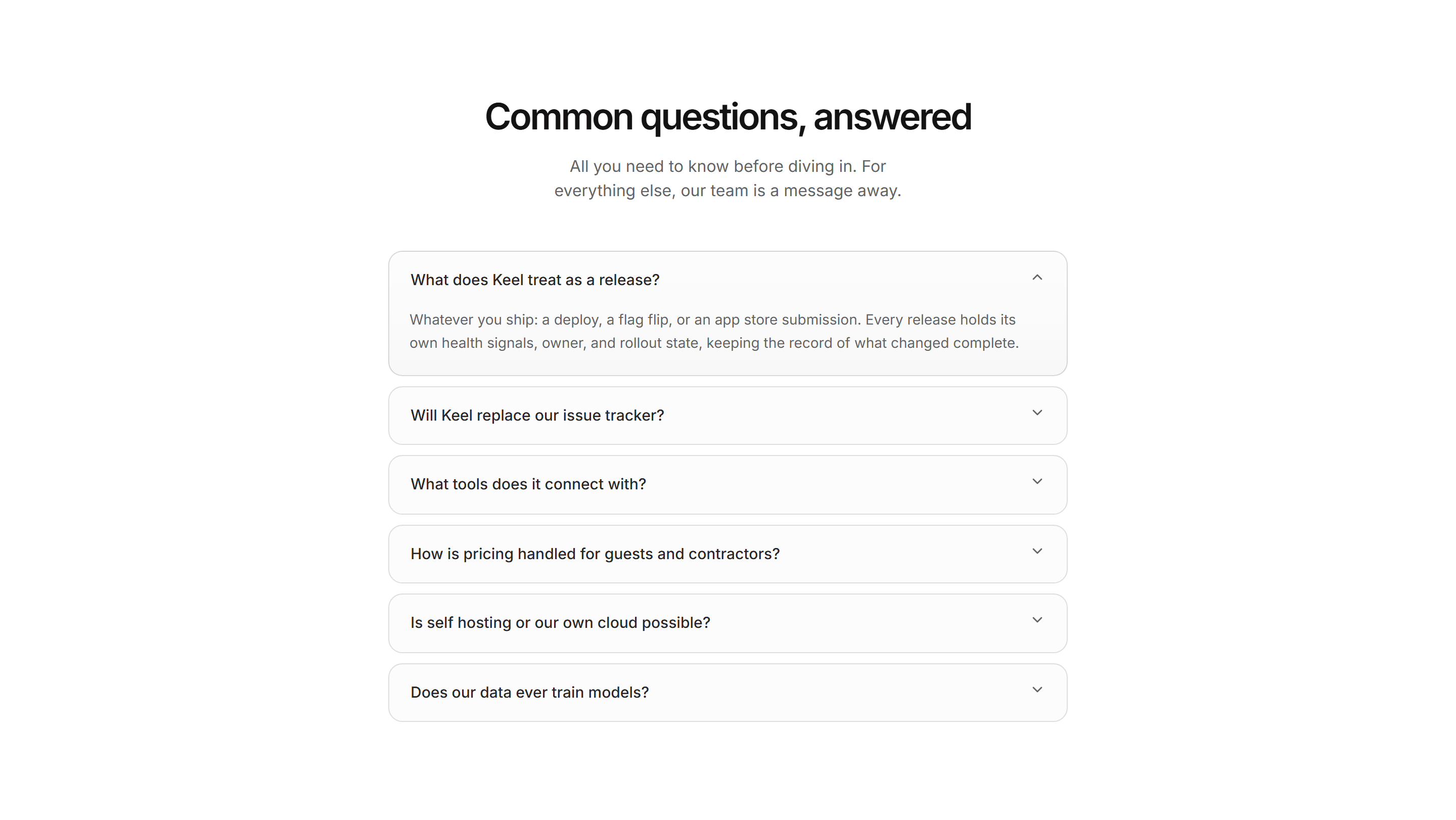 Modern SaaS FAQ: Single Open Accordion