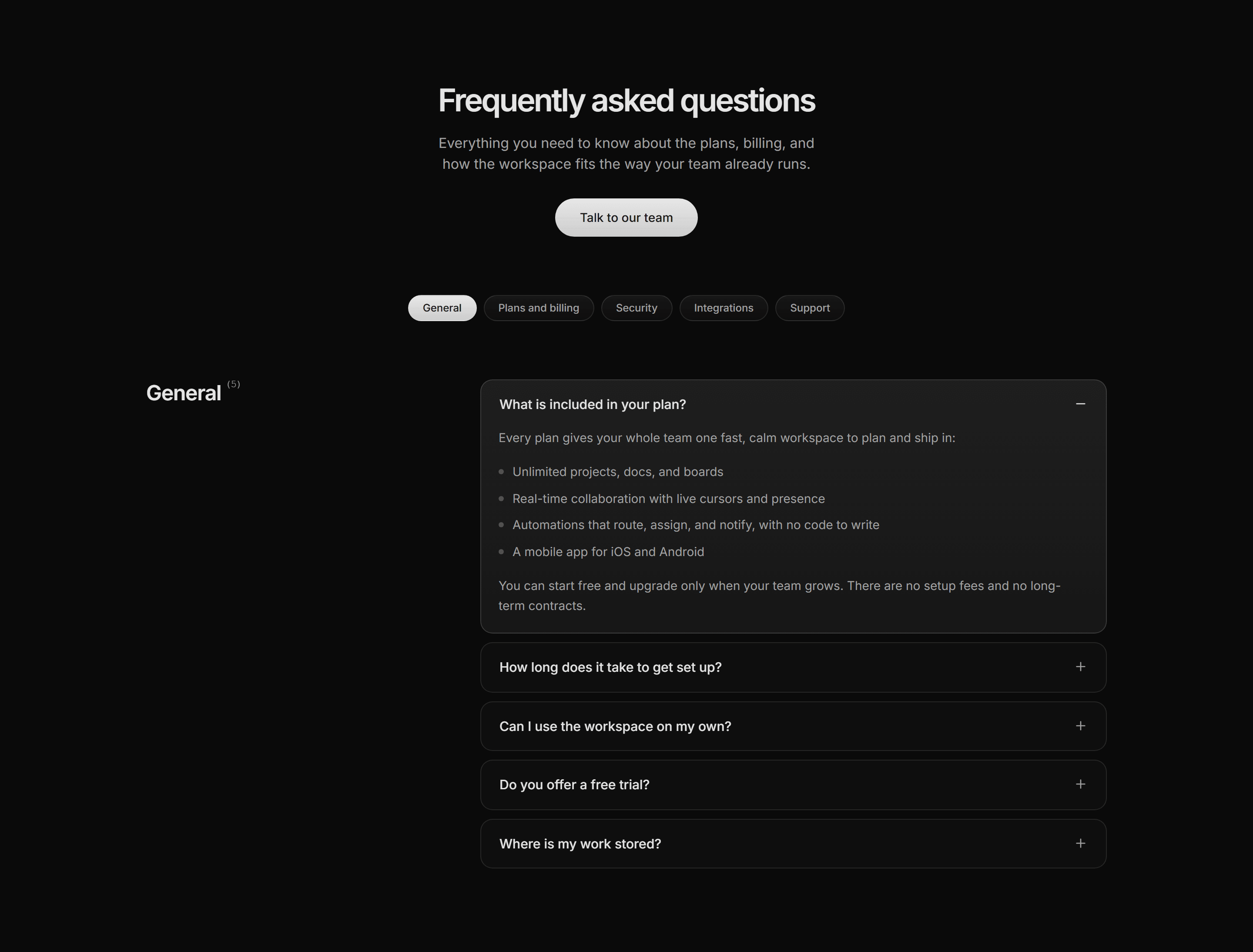 Modern SaaS FAQ: Tabbed Categories