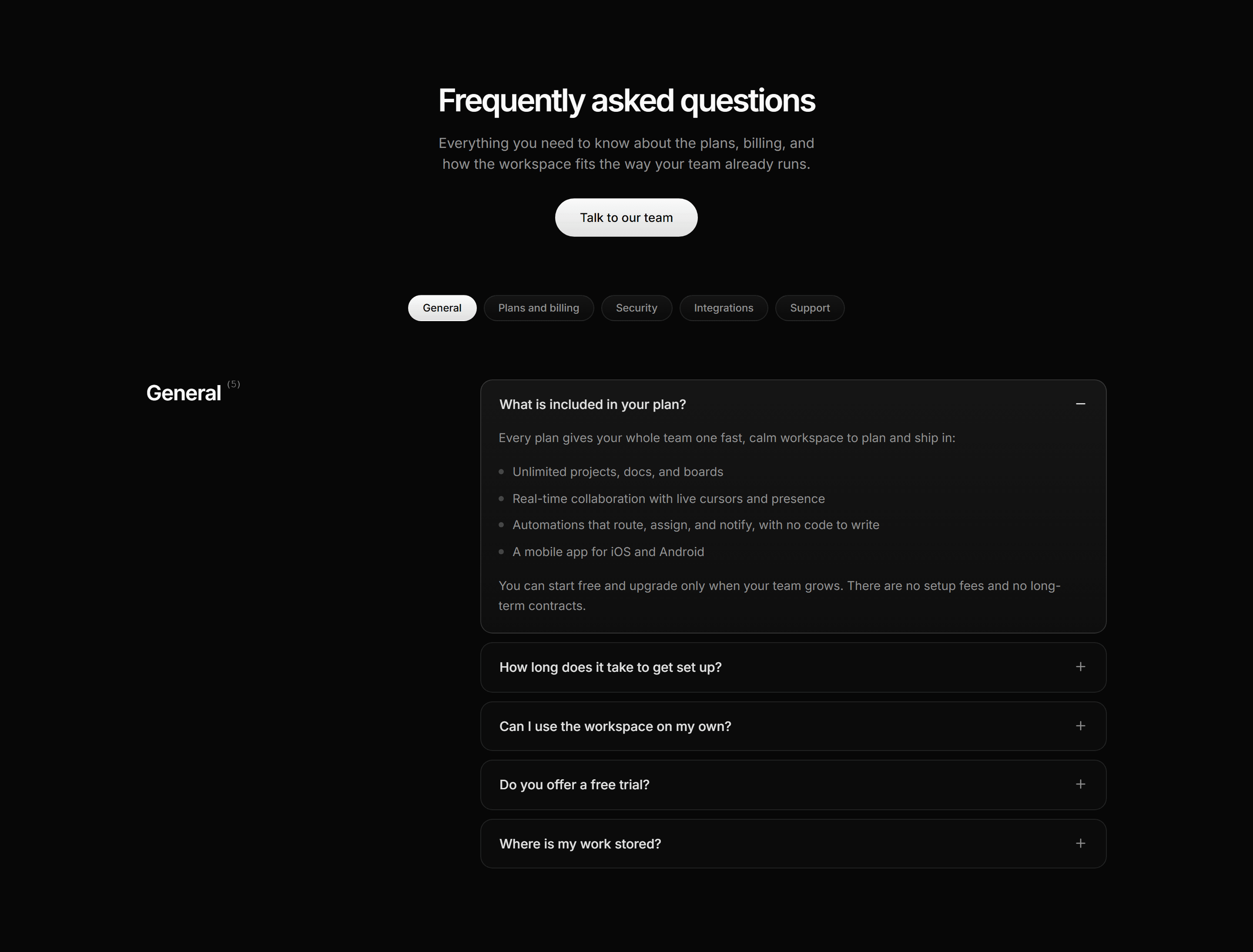 Modern SaaS FAQ: Tabbed Categories