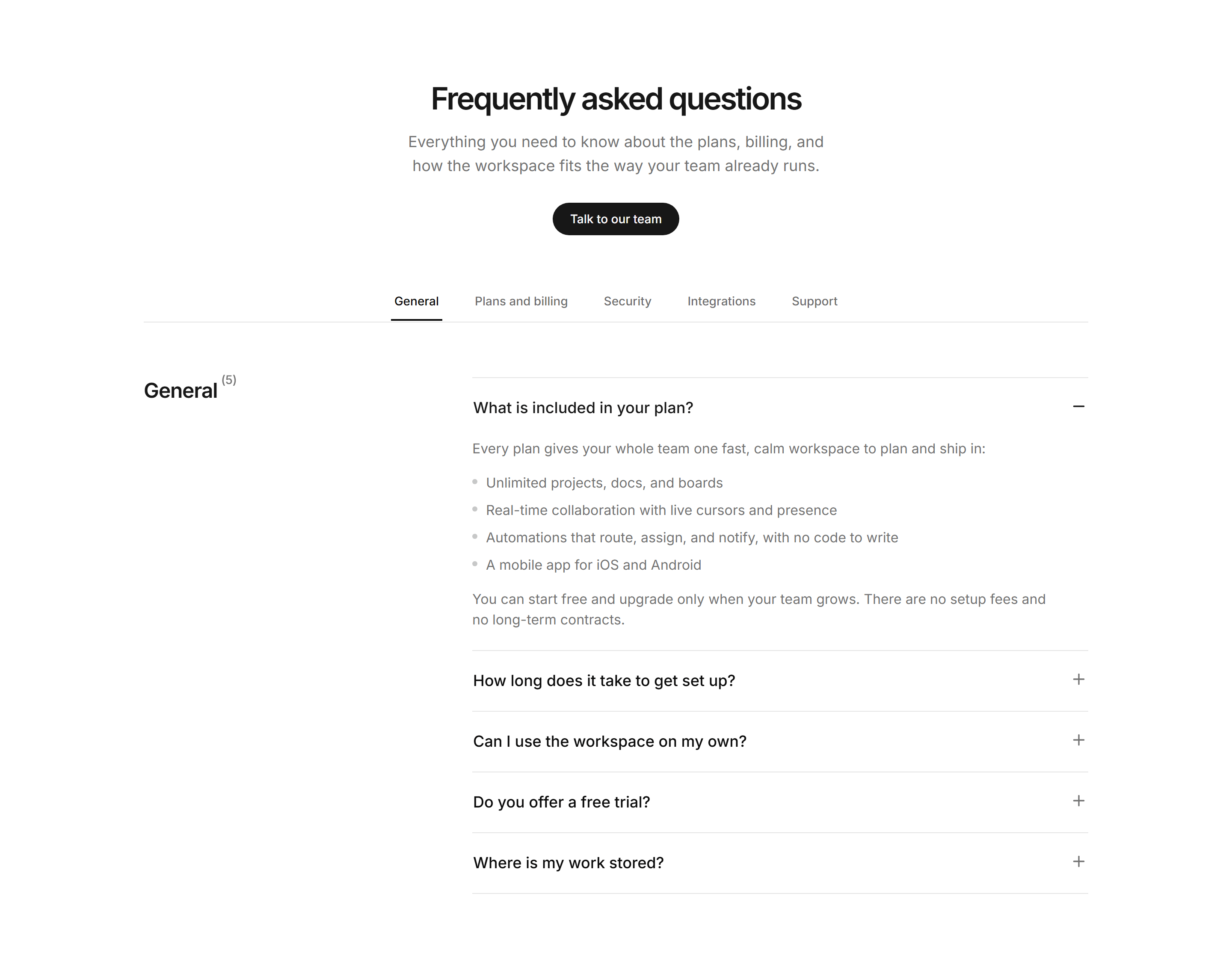 FAQs block