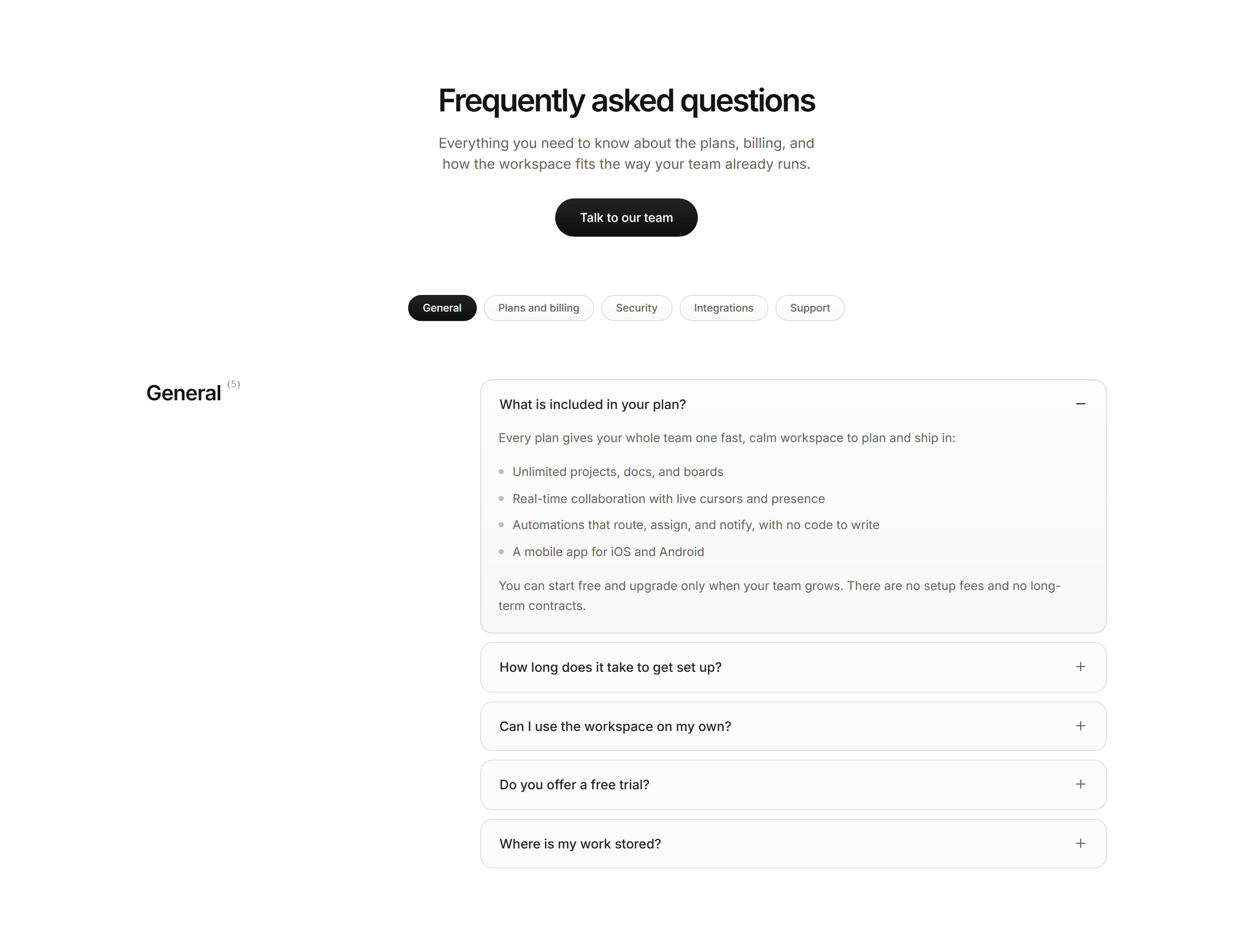 FAQs block