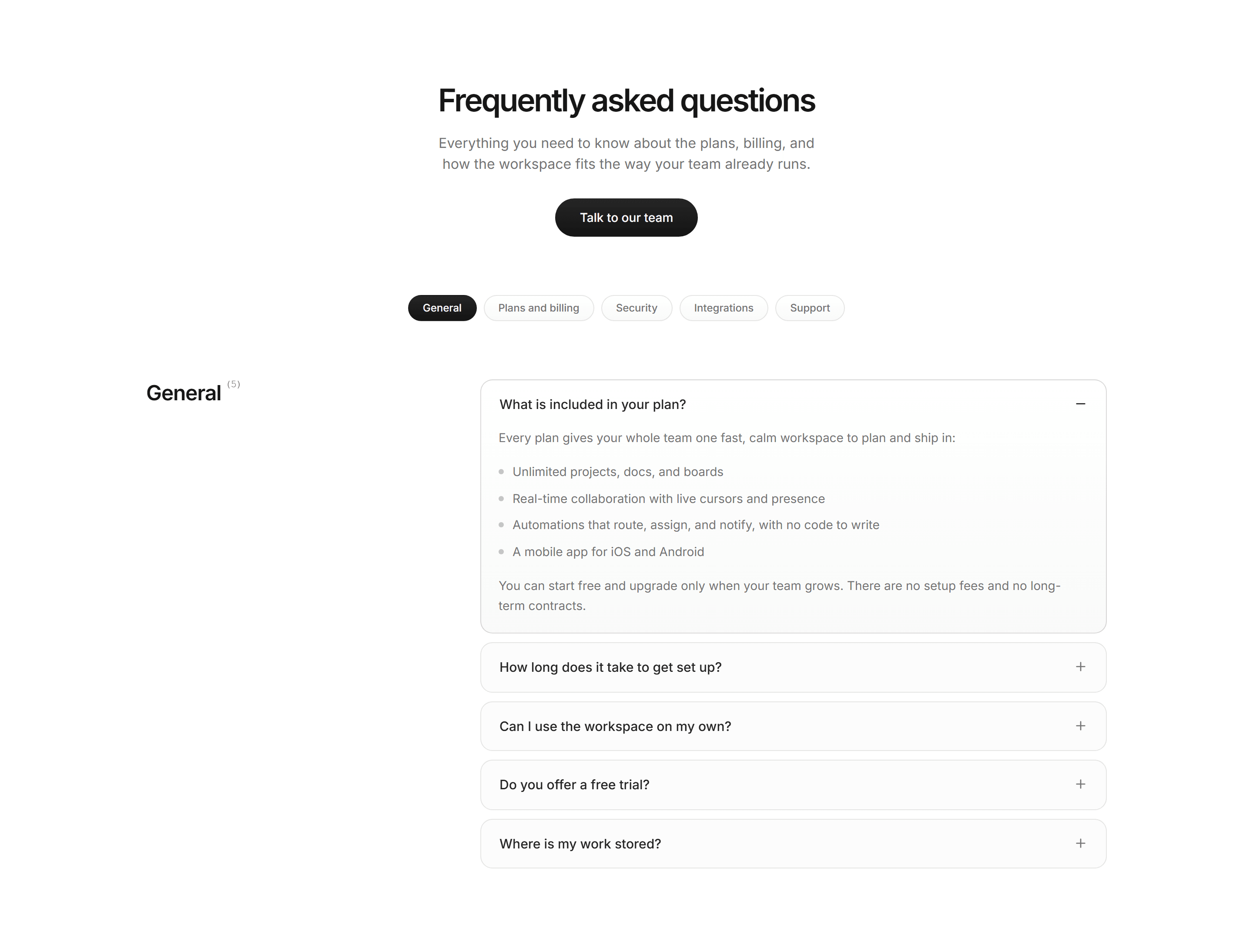 Modern SaaS FAQ: Tabbed Categories