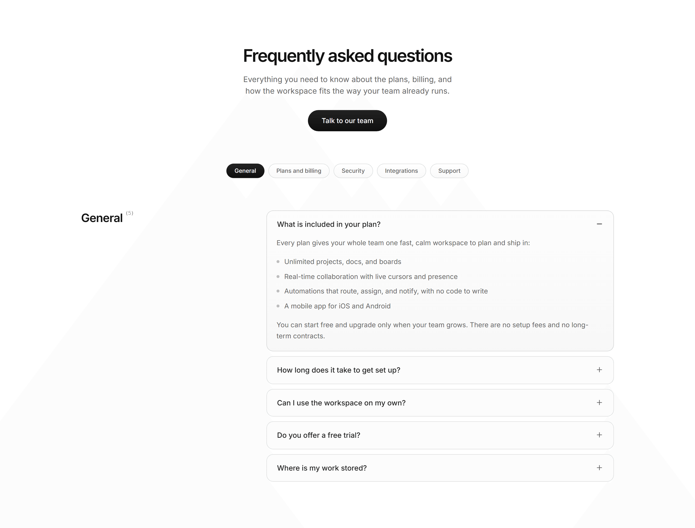 Modern SaaS FAQ: Tabbed Categories