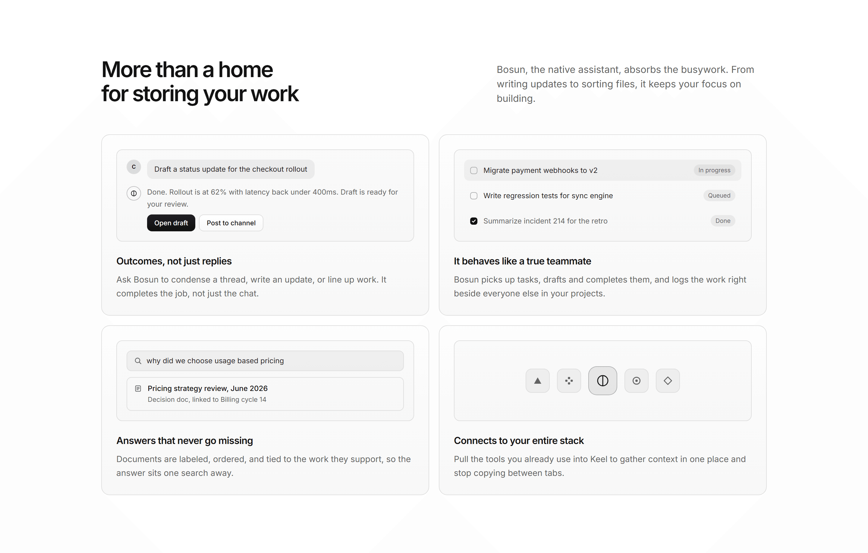 Modern SaaS Feature: Assistant Snippet Grid