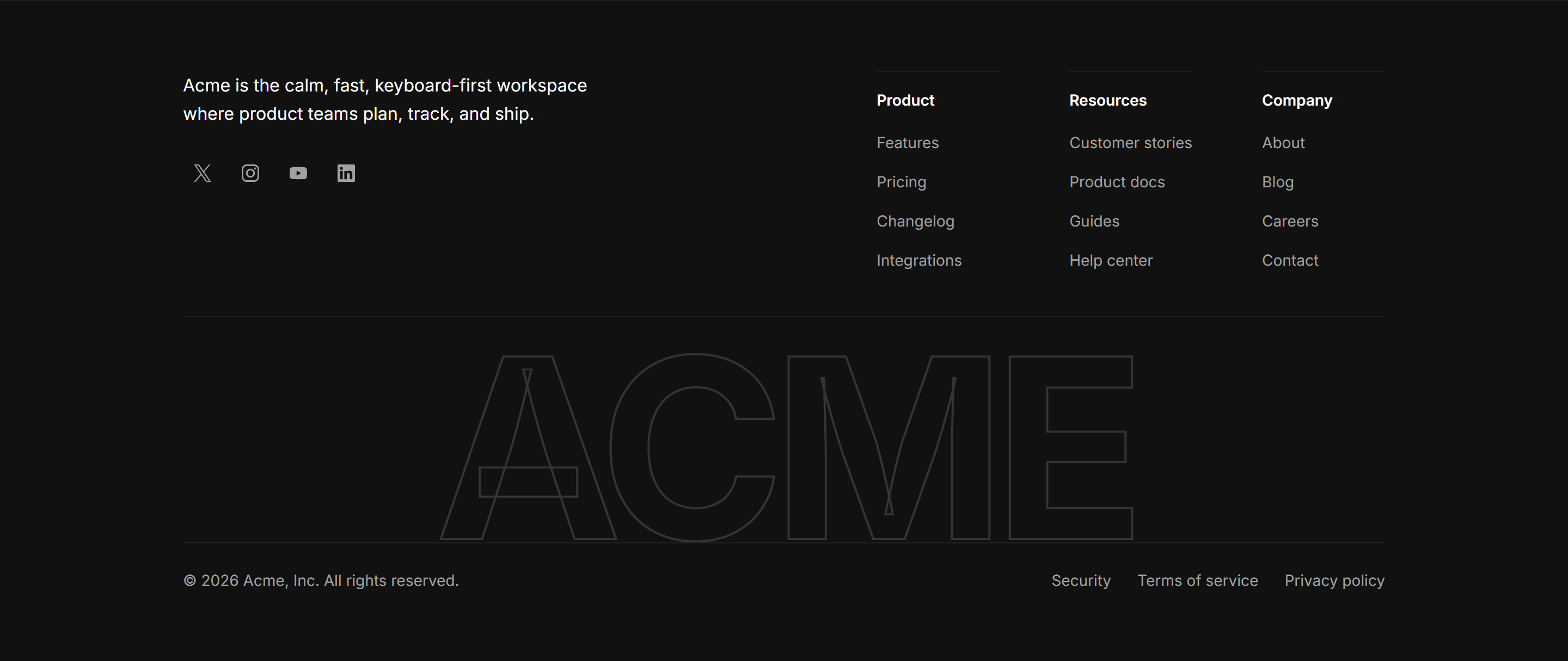 Modern SaaS Footer: Brand Watermark