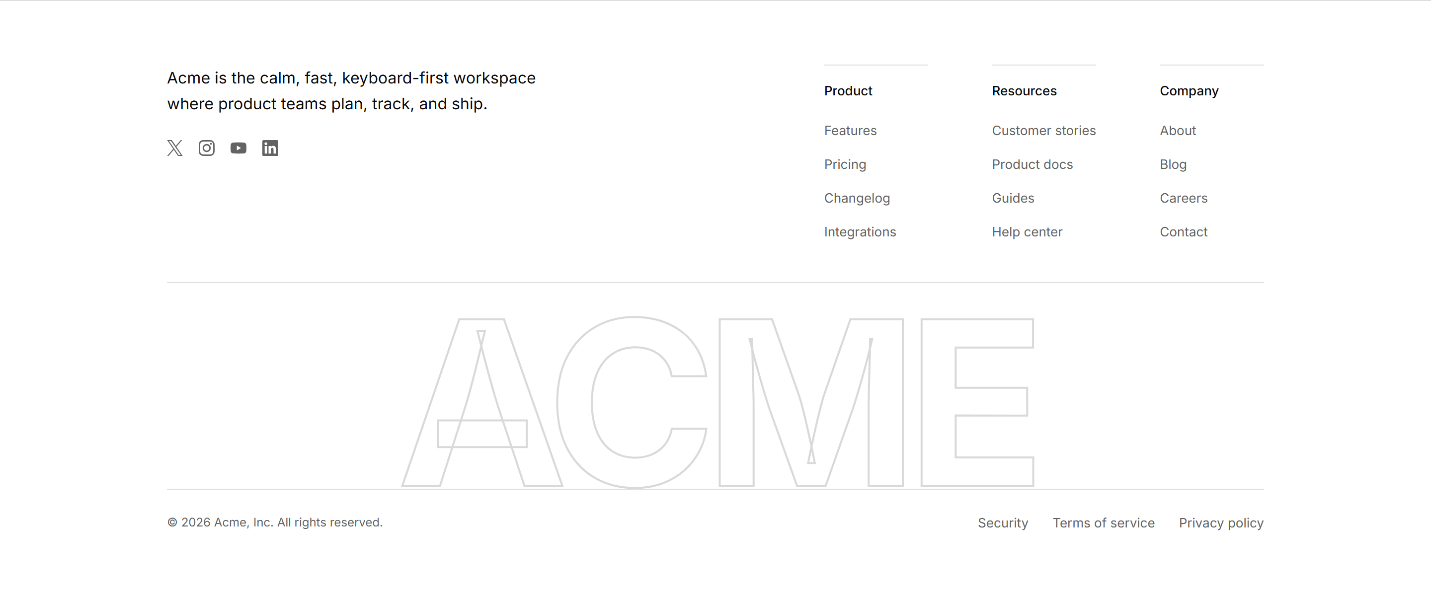 Modern SaaS Footer: Brand Watermark
