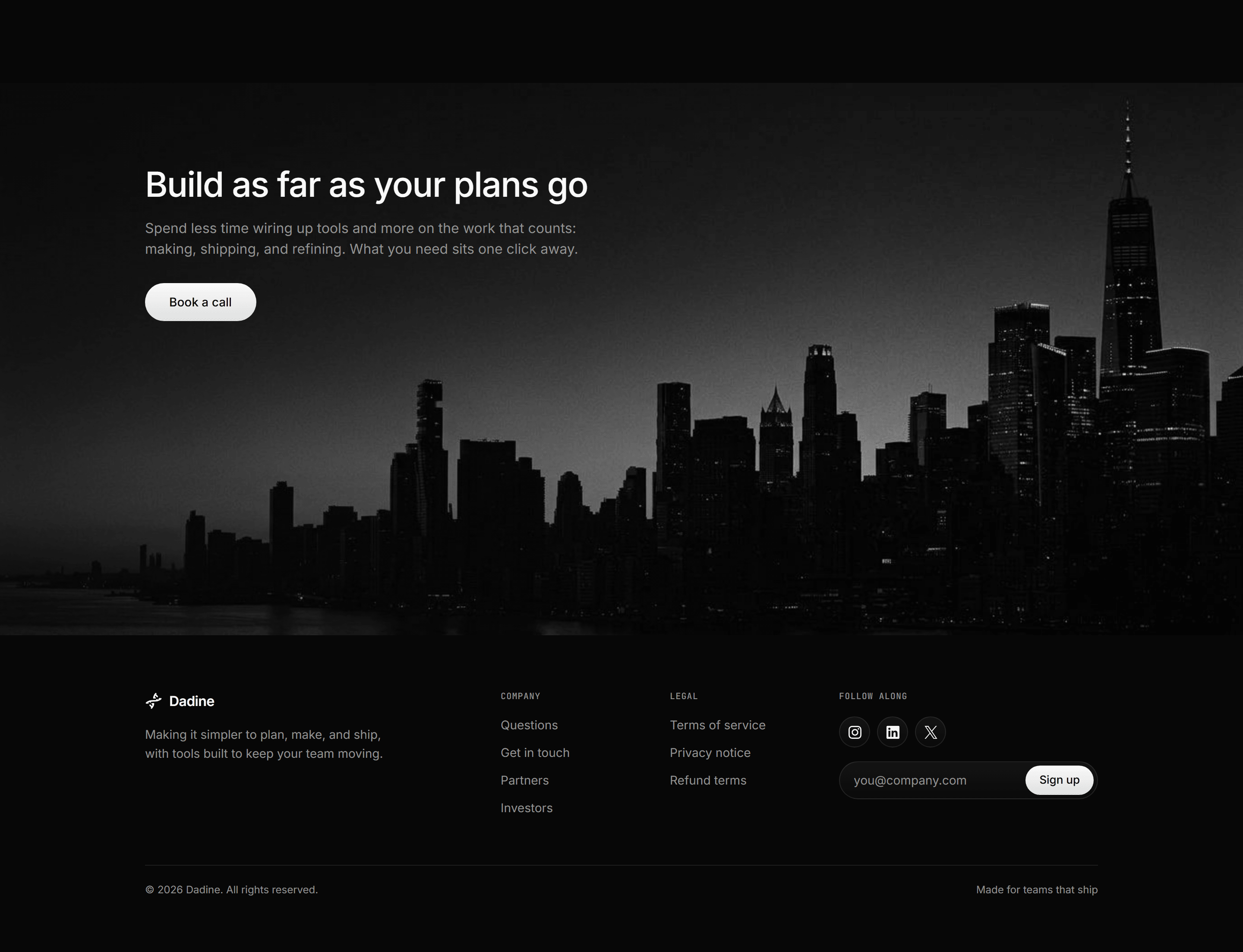 Modern SaaS Footer: Image CTA Footer
