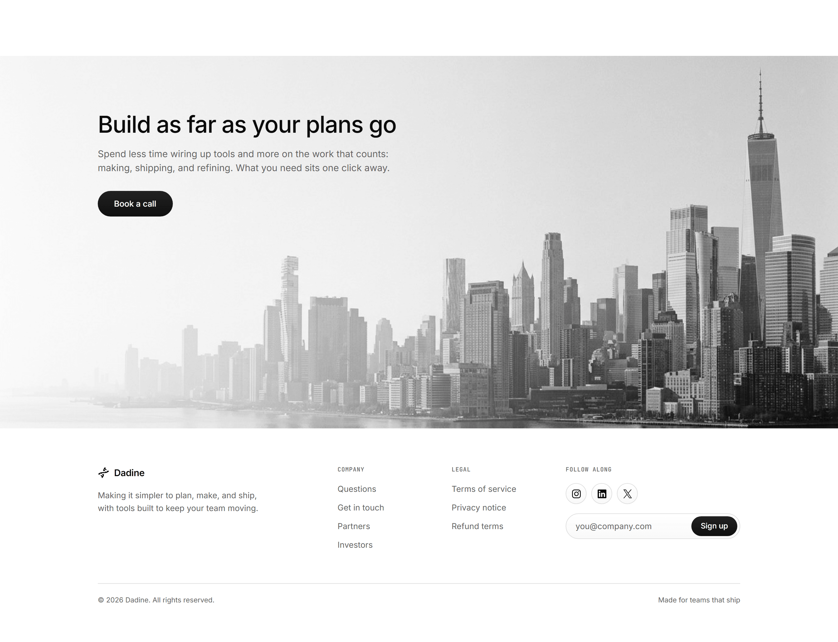 Modern SaaS Footer: Image CTA Footer