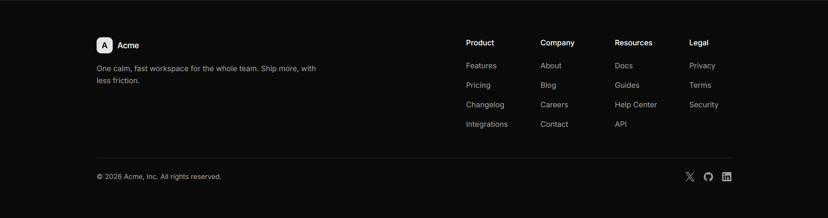 Modern SaaS Footer: Simple