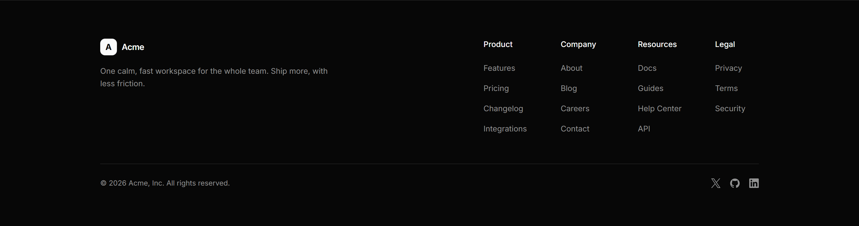 Modern SaaS Footer: Simple