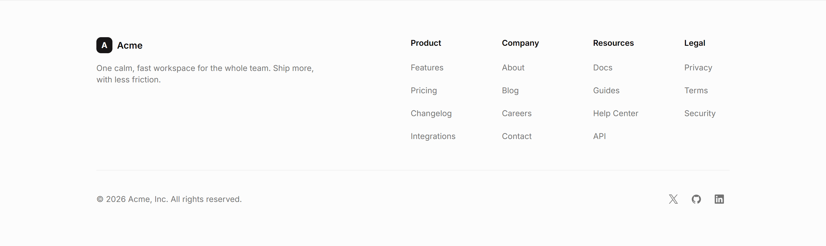 Modern SaaS Footer: Simple