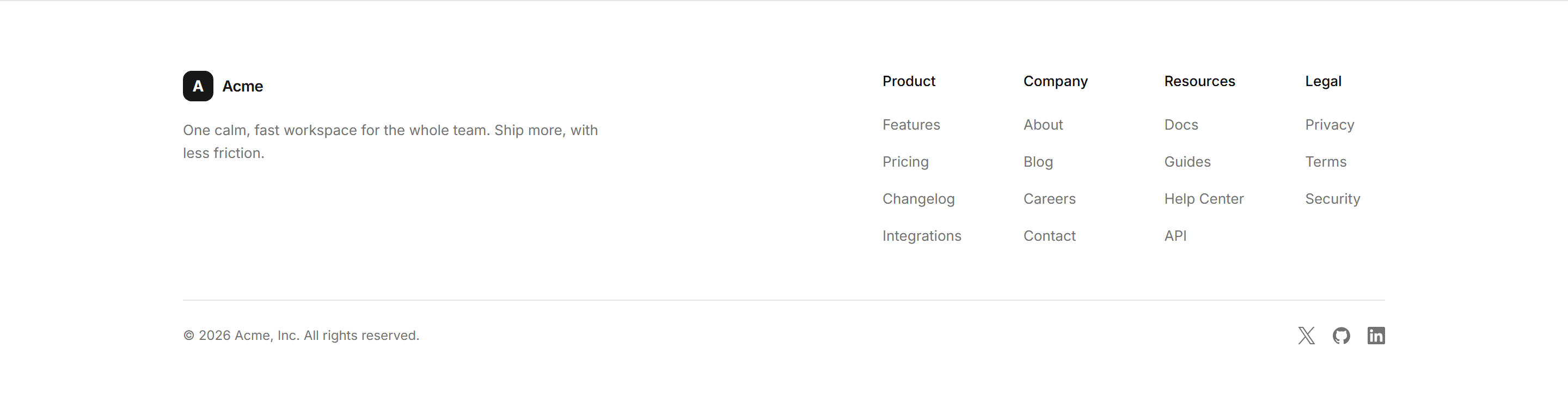 Modern SaaS Footer: Simple