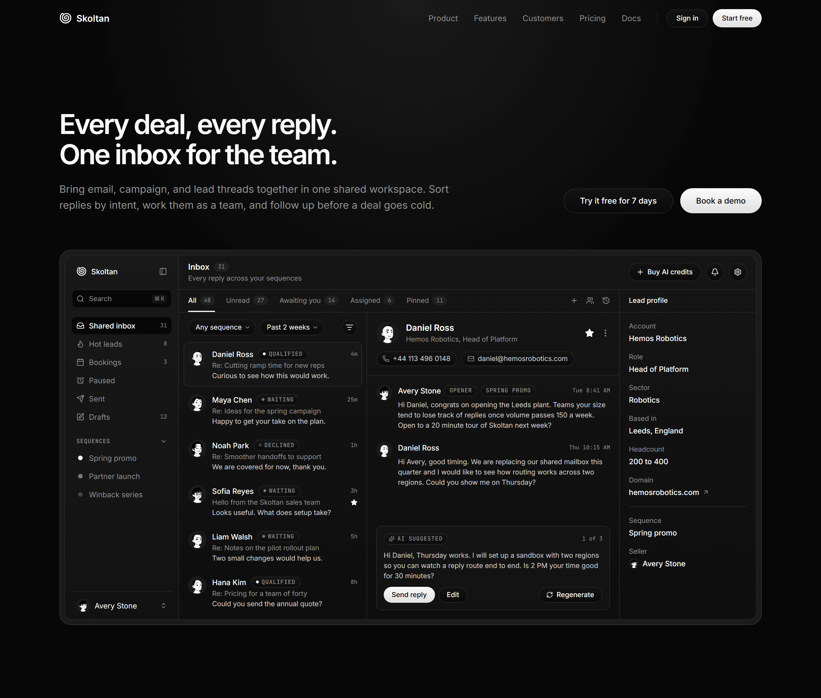 Modern SaaS Hero: Inbox Showcase