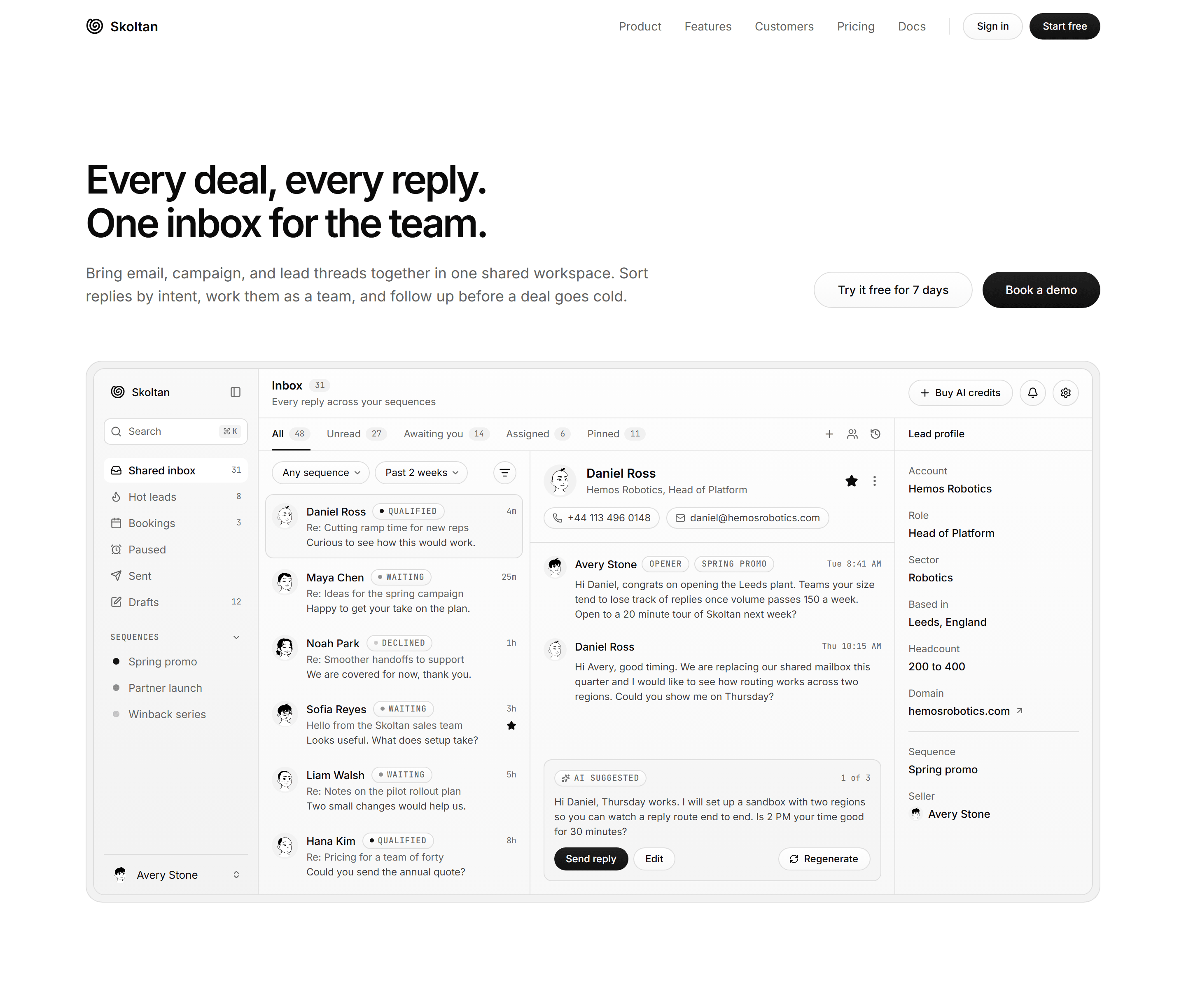 Modern SaaS Hero: Inbox Showcase