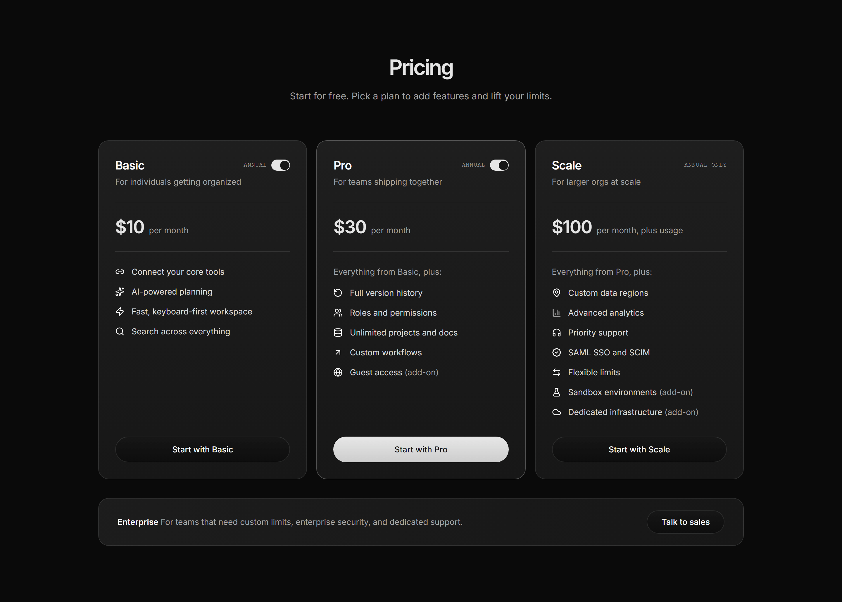 Pricing block