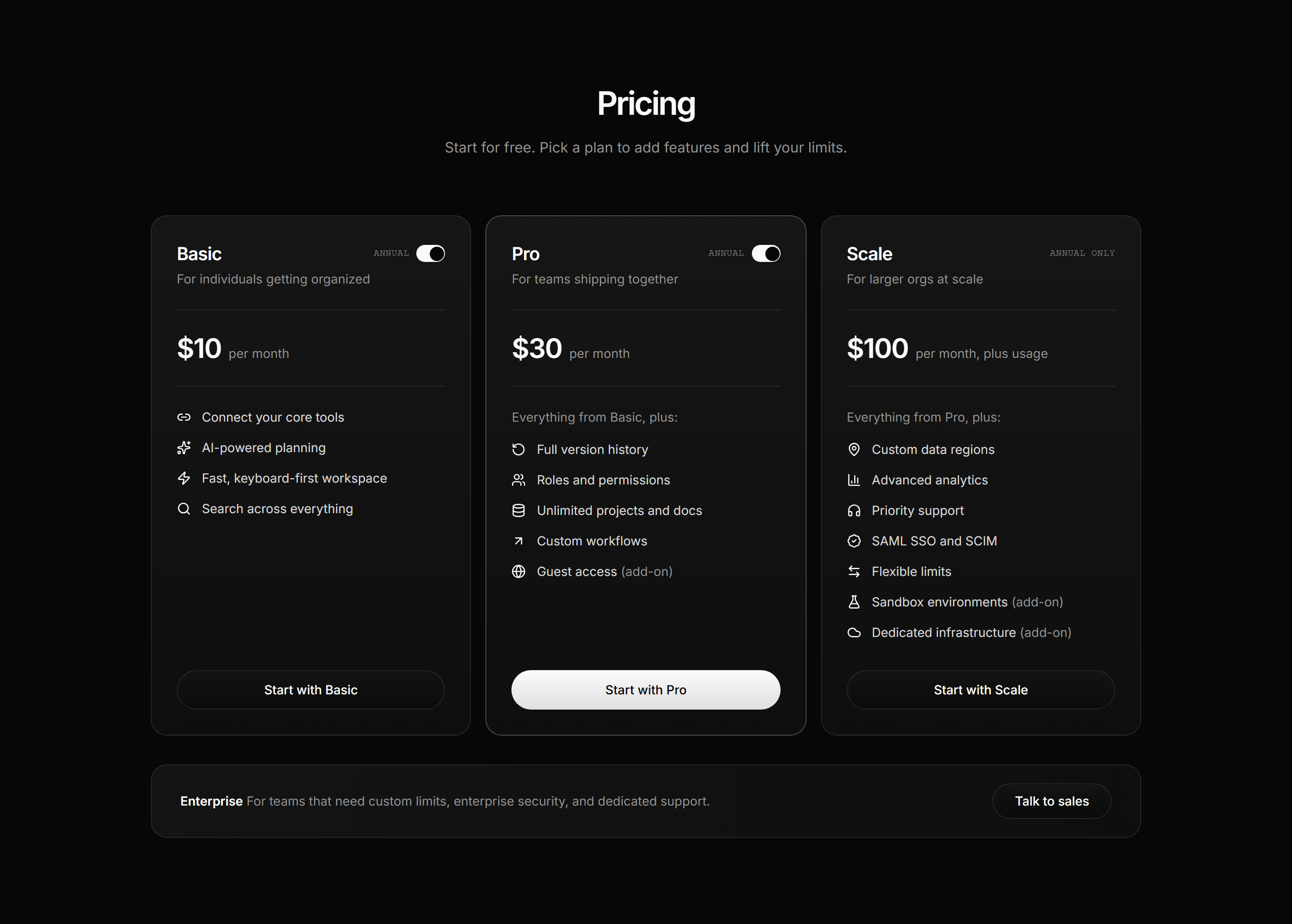 Pricing block