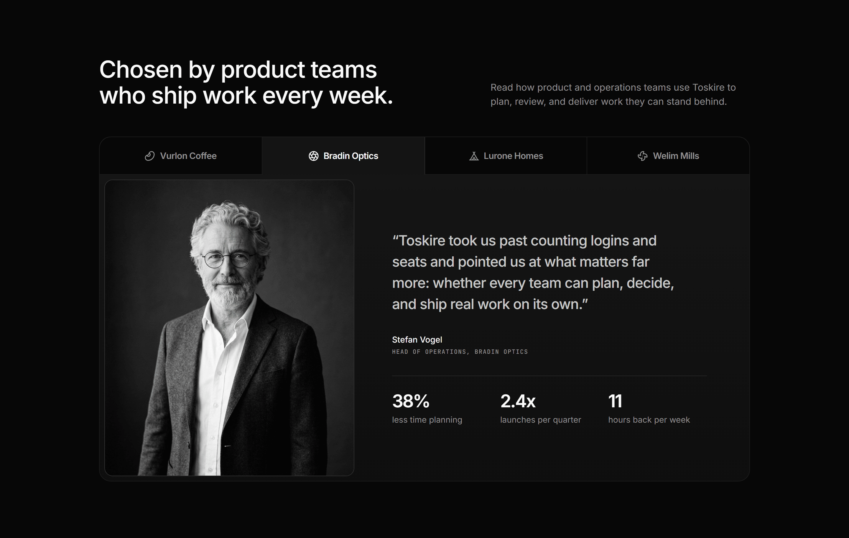 Modern SaaS Testimonial: Logo Tabs Spotlight