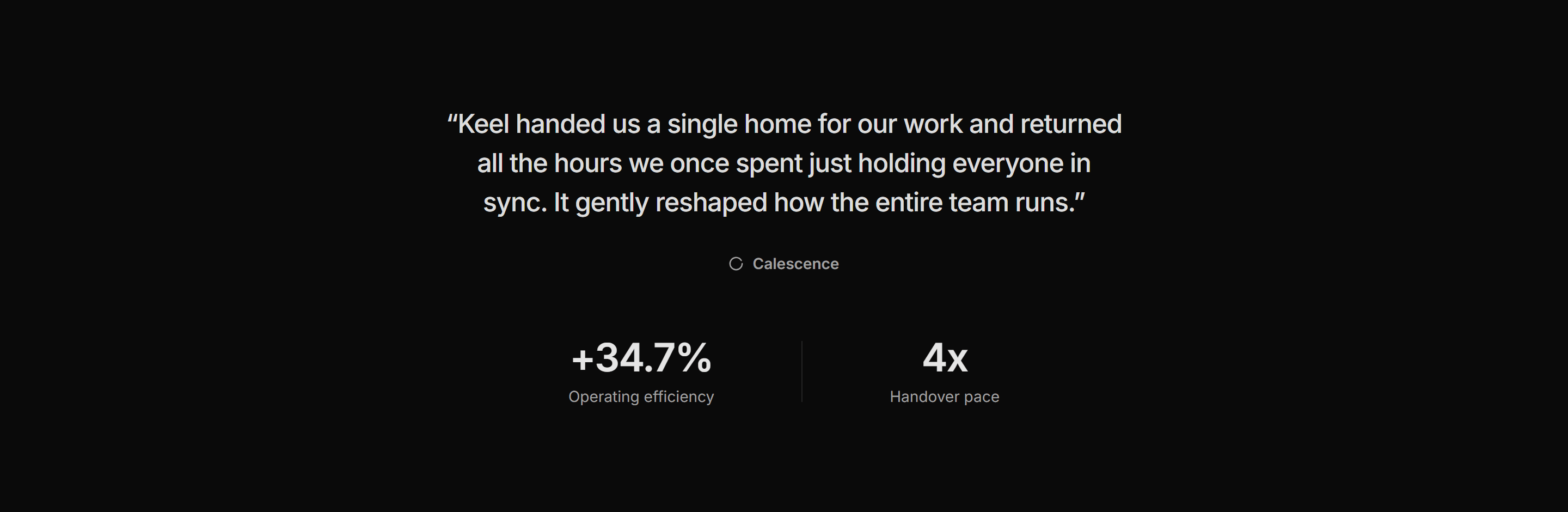 Modern SaaS Testimonial: Pull Quote with Proof Stats
