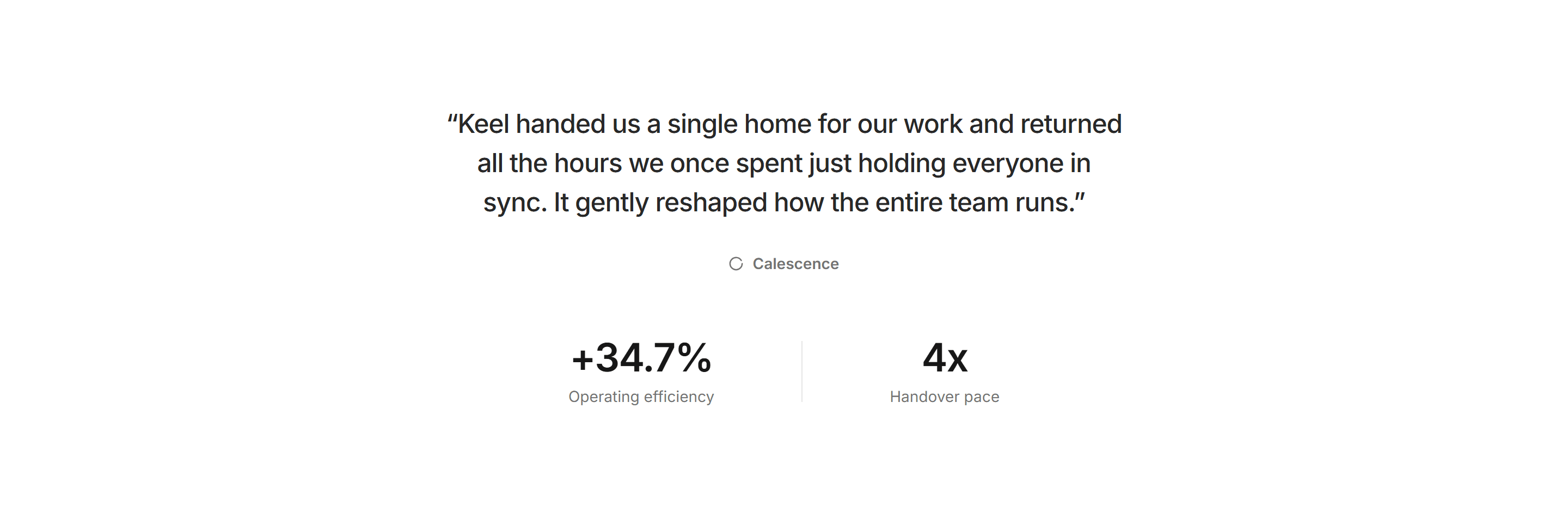 Modern SaaS Testimonial: Pull Quote with Proof Stats