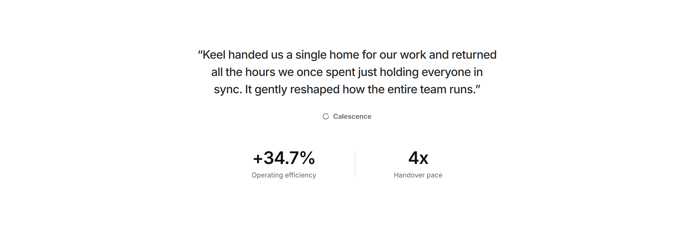 Modern SaaS Testimonial: Pull Quote with Proof Stats