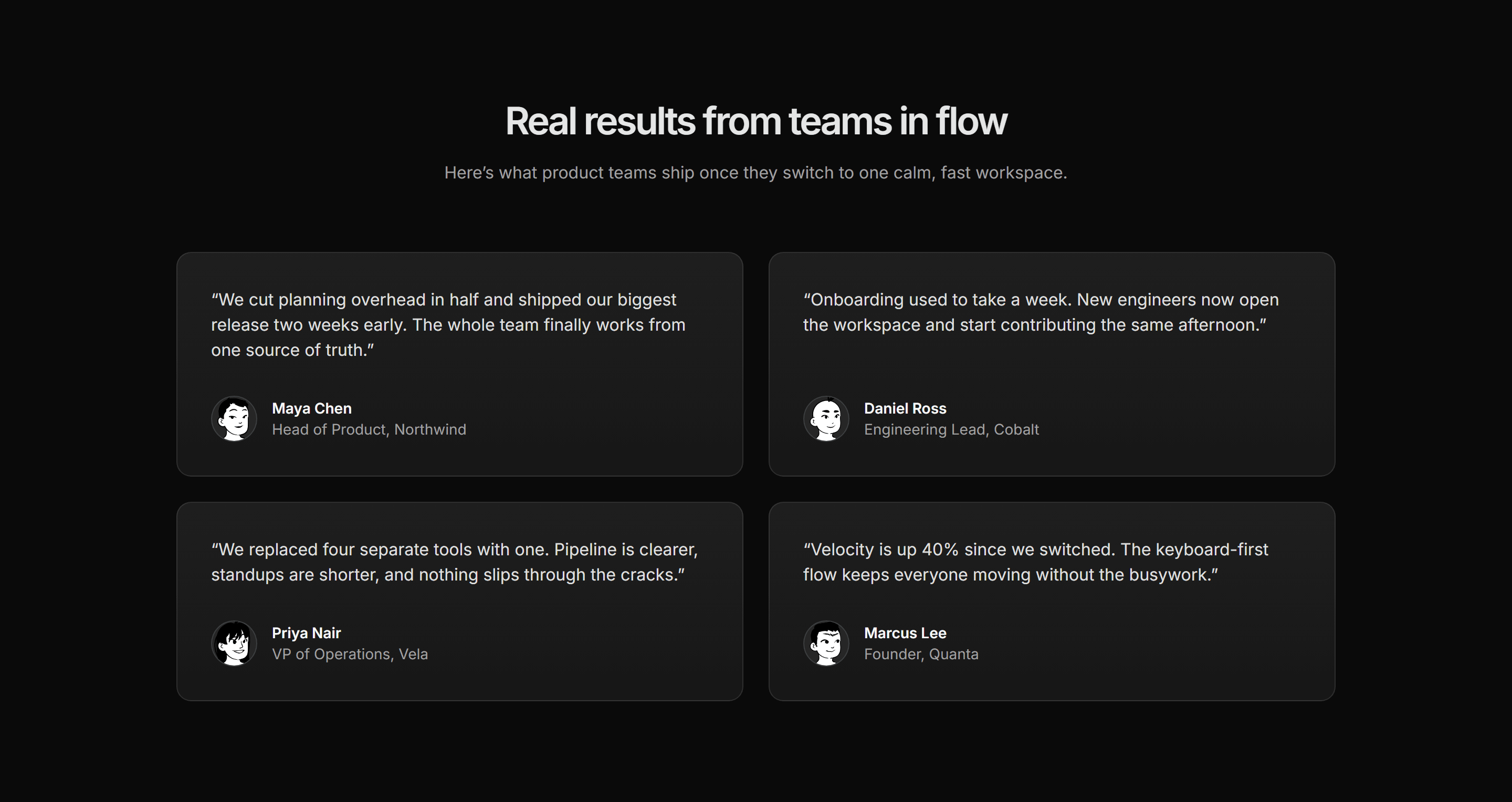 Modern SaaS Testimonial: Quote Card Grid