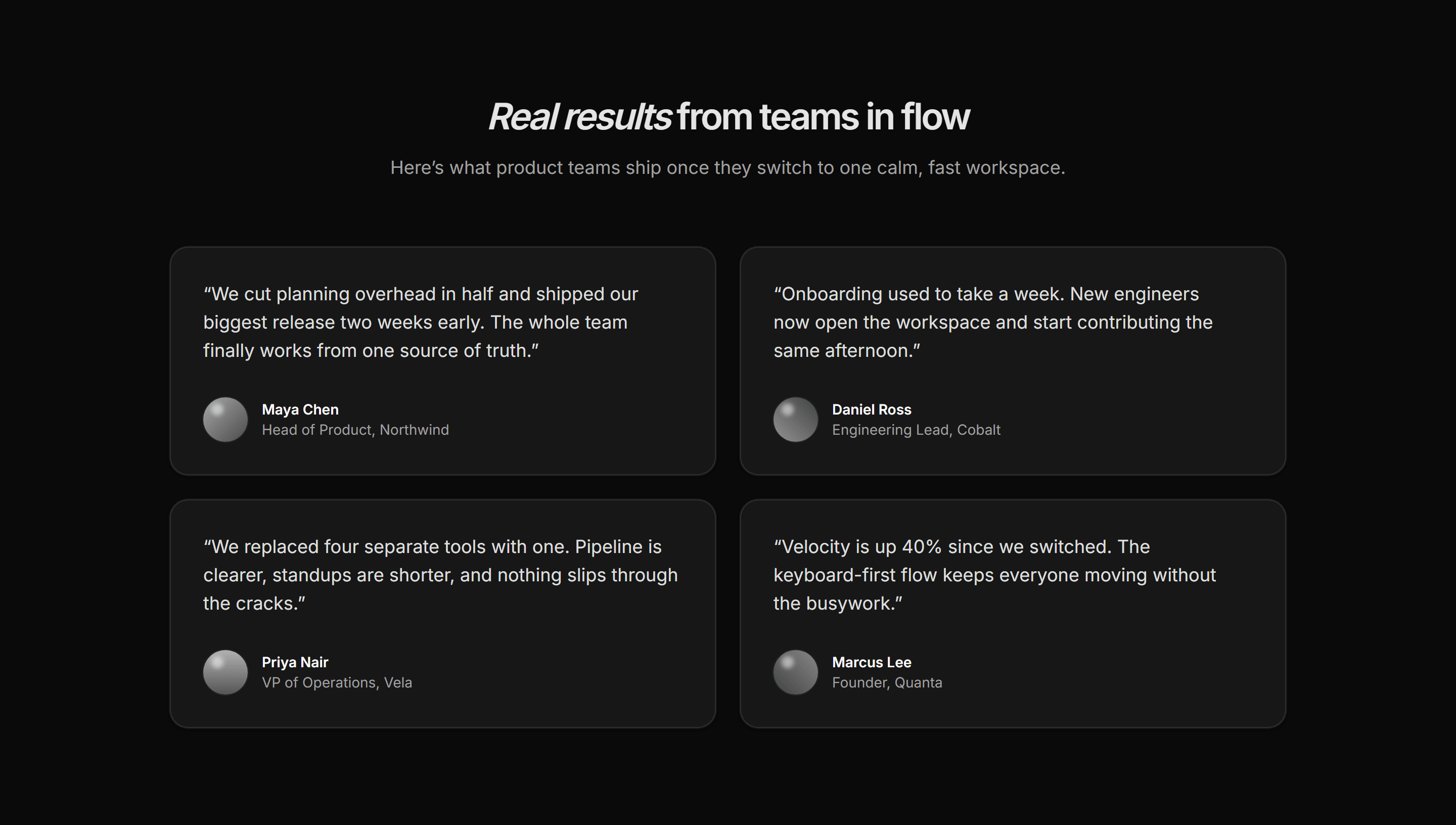 Modern SaaS Testimonial: Quote Card Grid