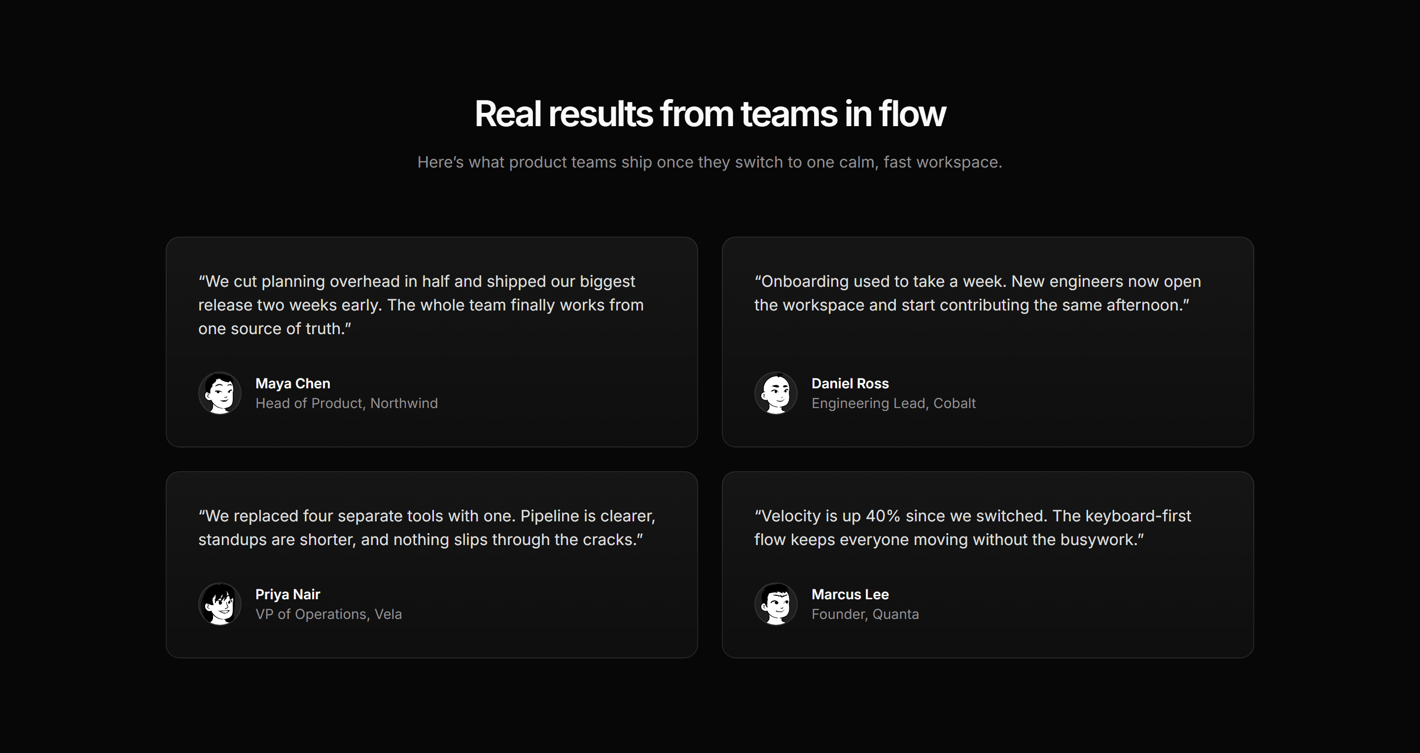 Modern SaaS Testimonial: Quote Card Grid