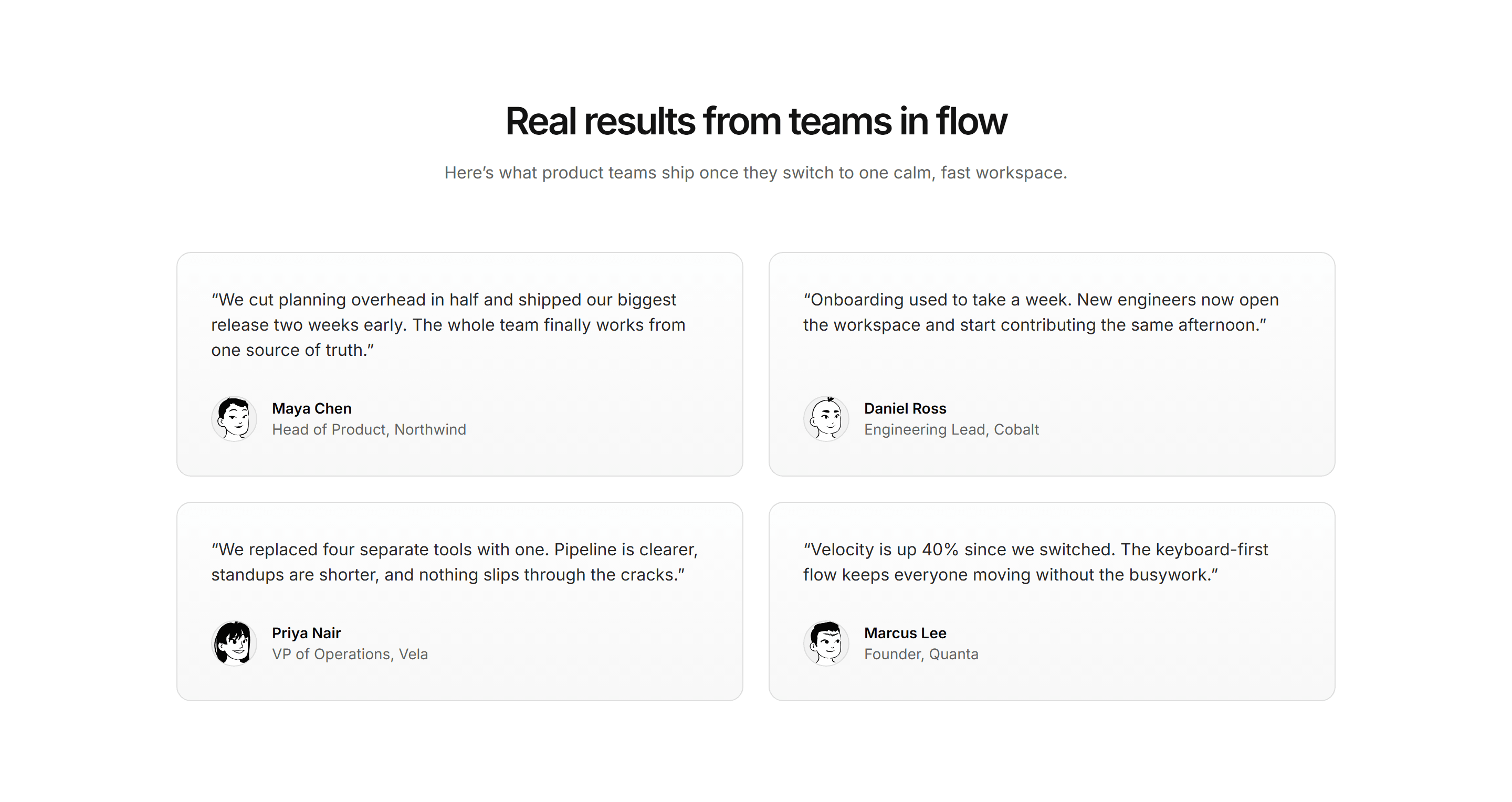 Modern SaaS Testimonial: Quote Card Grid