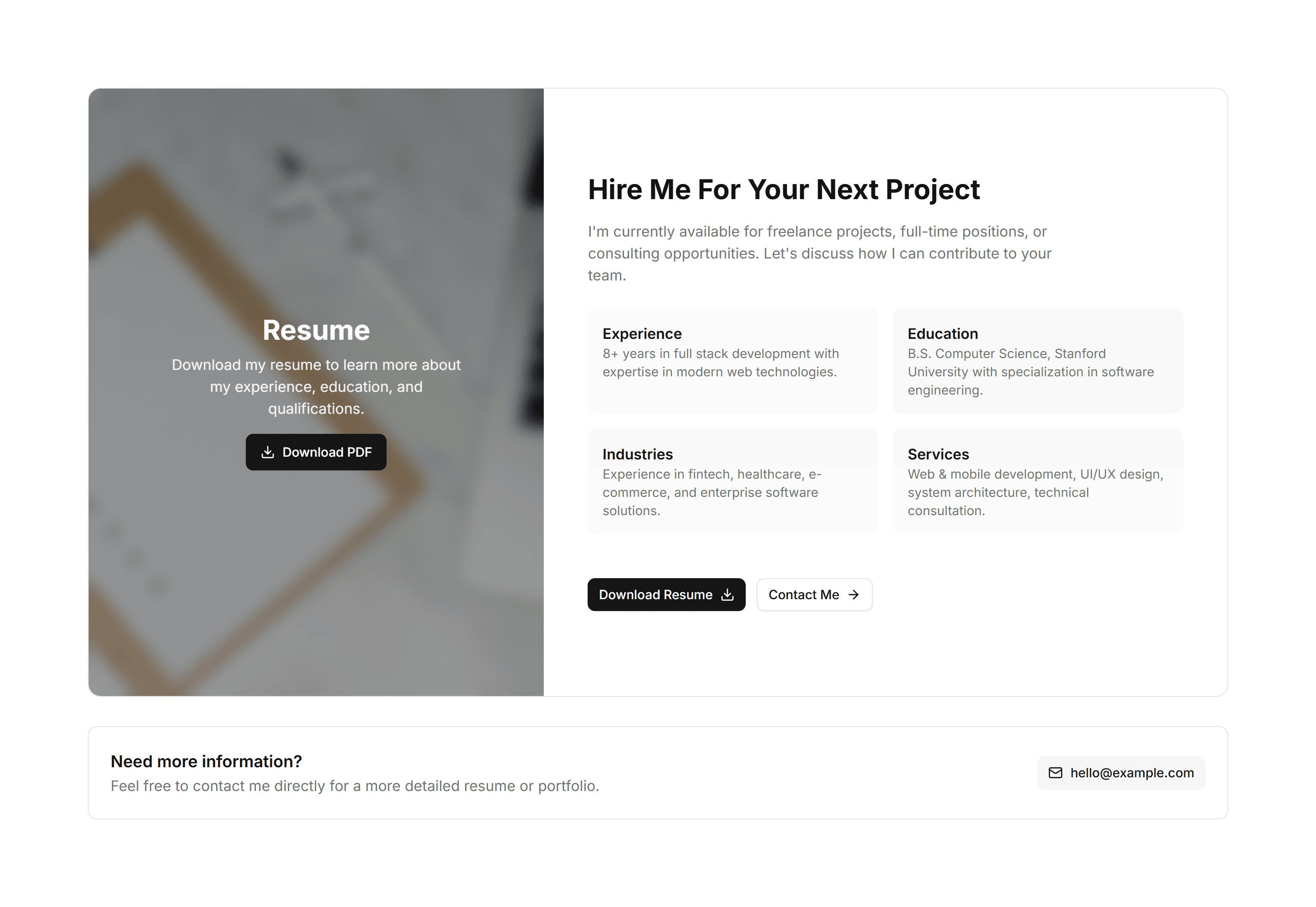 Portfolio About And Skill: Resume Download