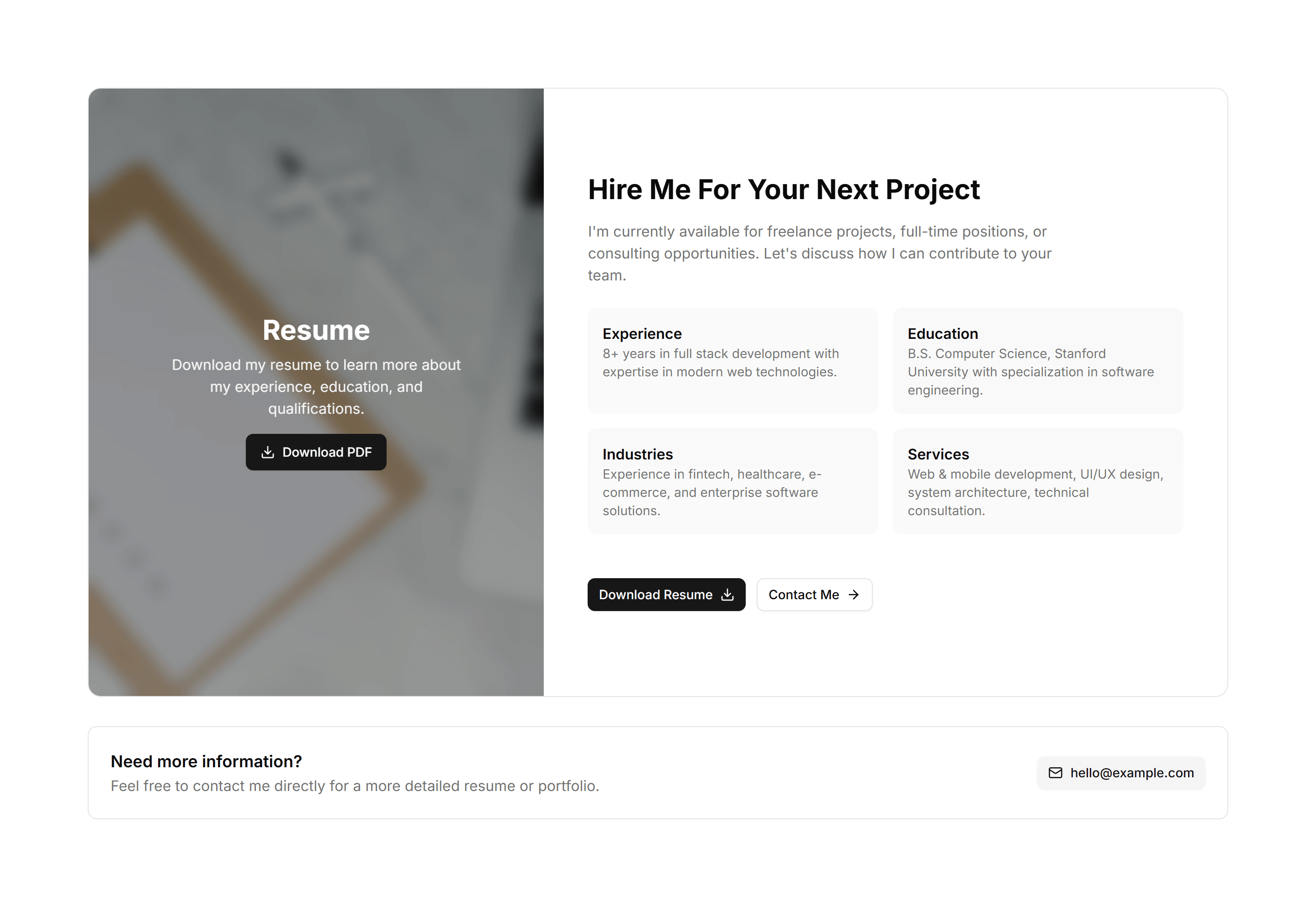 Portfolio About And Skill: Resume Download