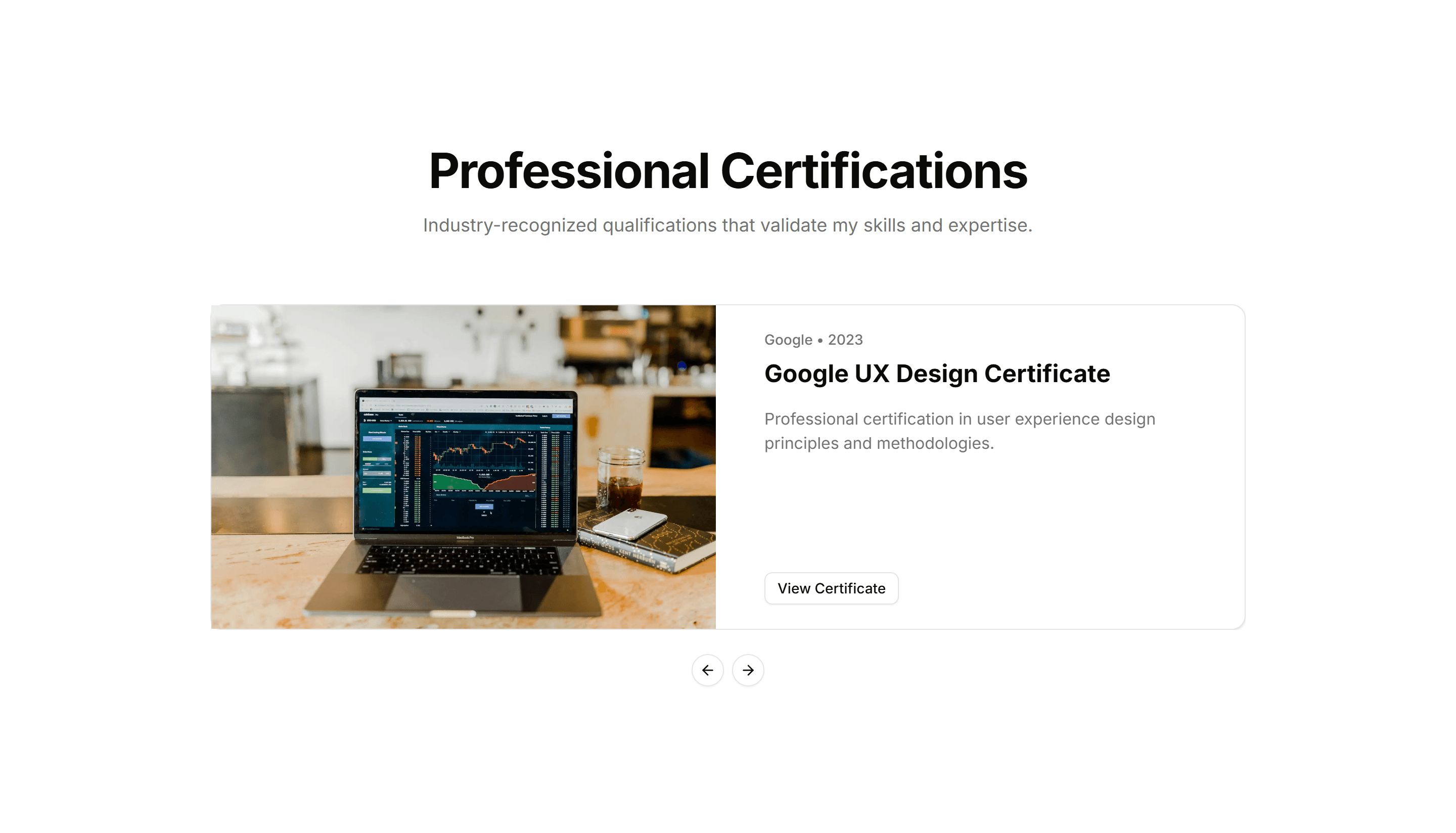 Portfolio Awards And Recognition: Carousel Of Certifications