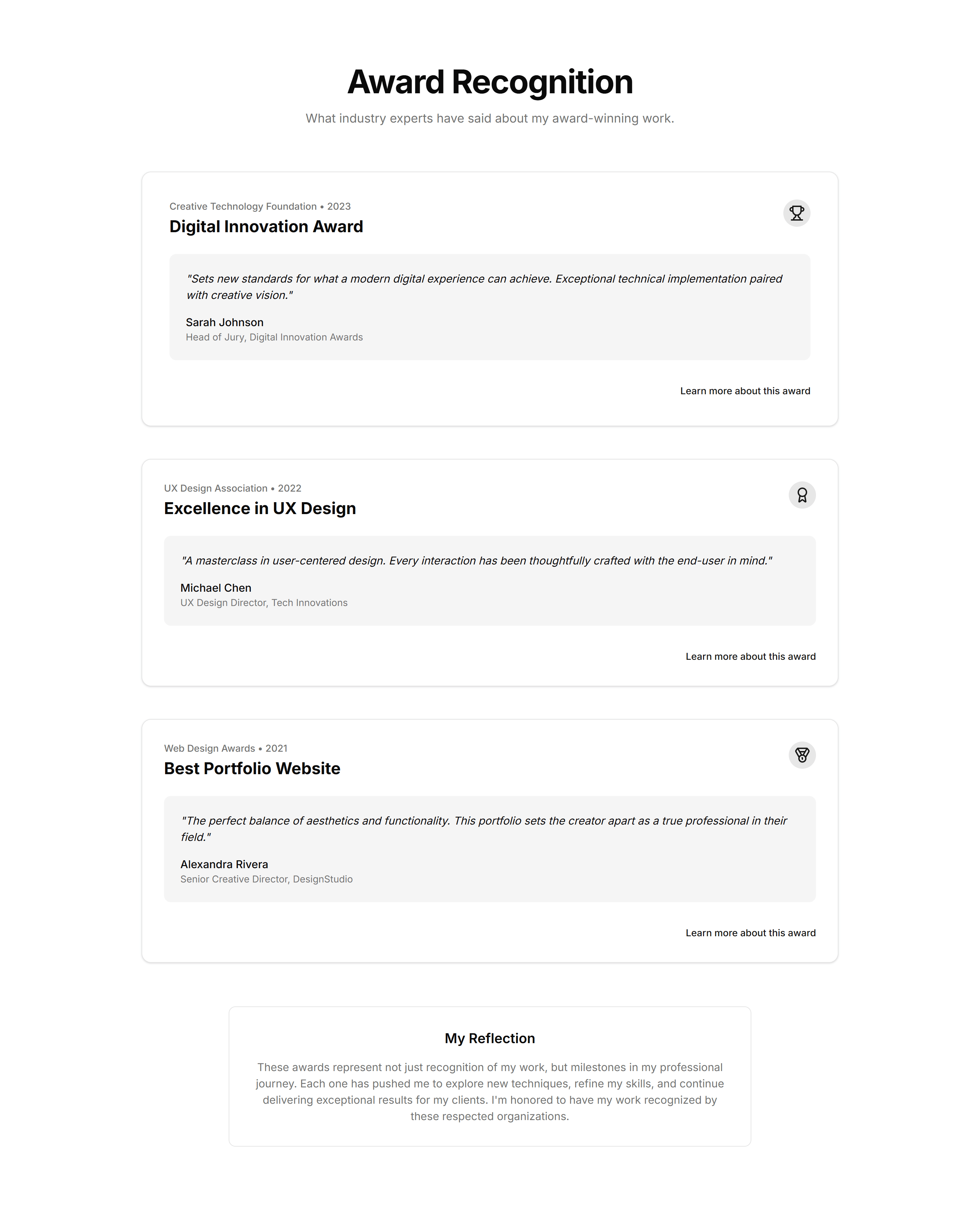 Portfolio Awards And Recognition: Quote Award Combo