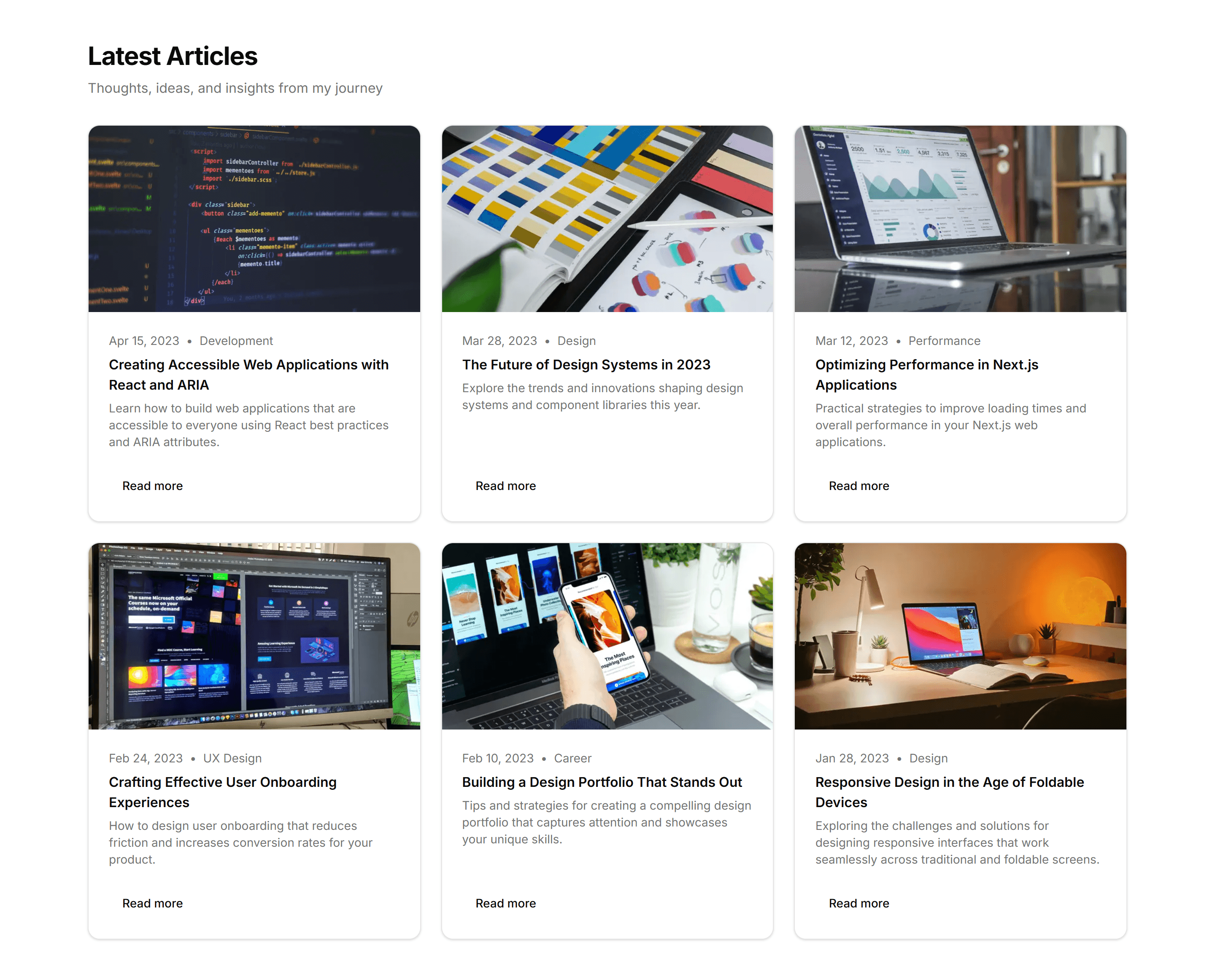 Portfolio Blog Writing And Preview: Grid Blog Cards