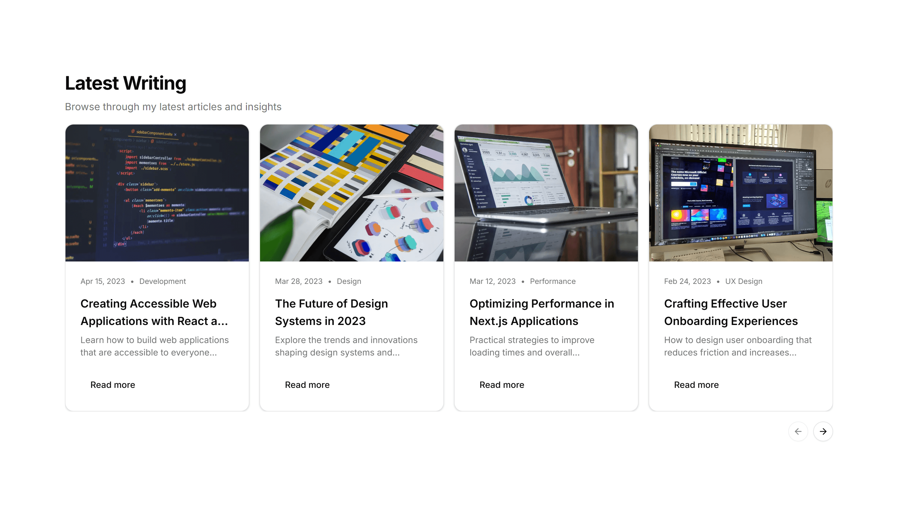 Portfolio Blog Writing And Preview: Horizontal Blog Carousel