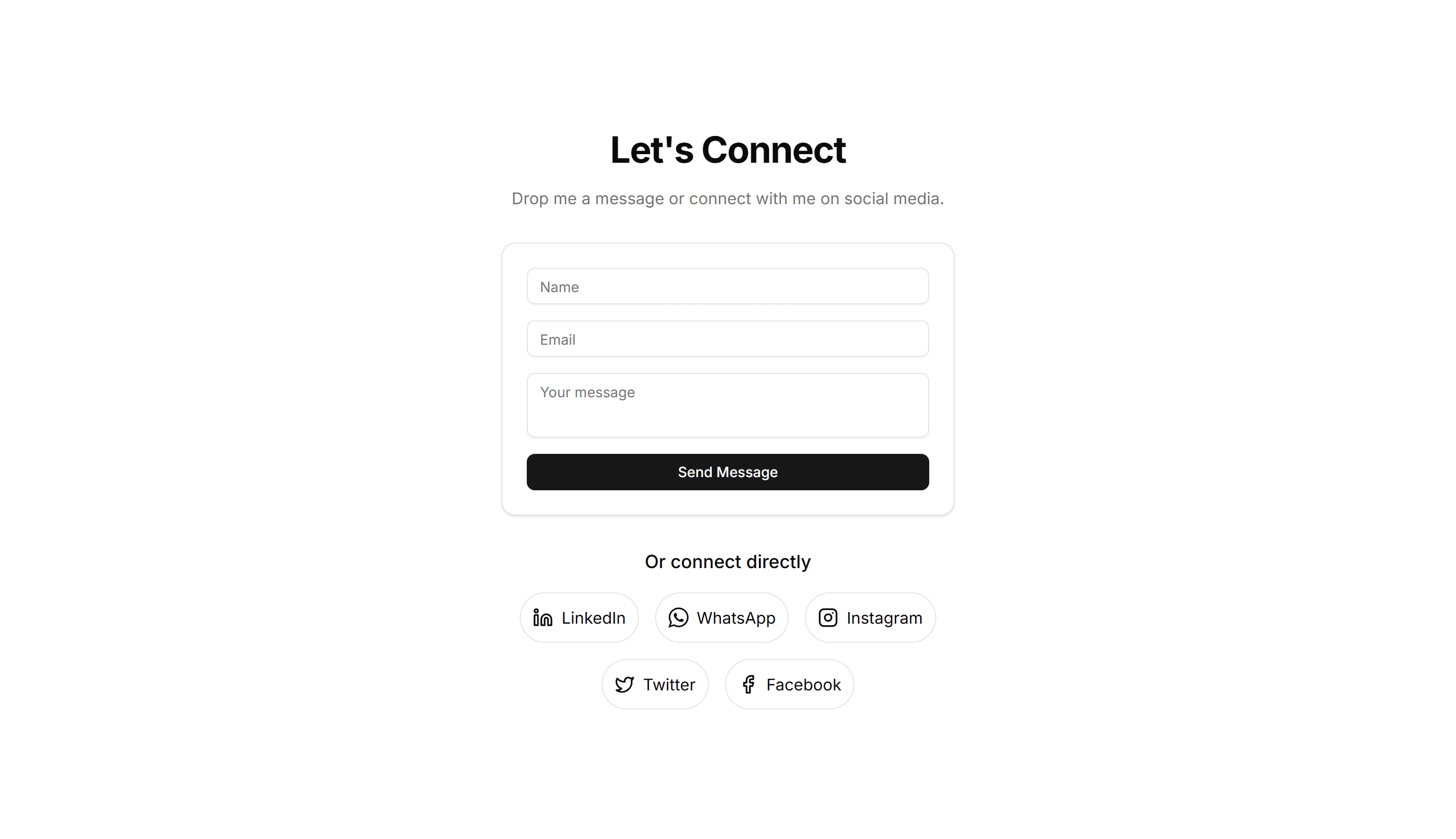 Portfolio Contact Section: Minimal Form With Social