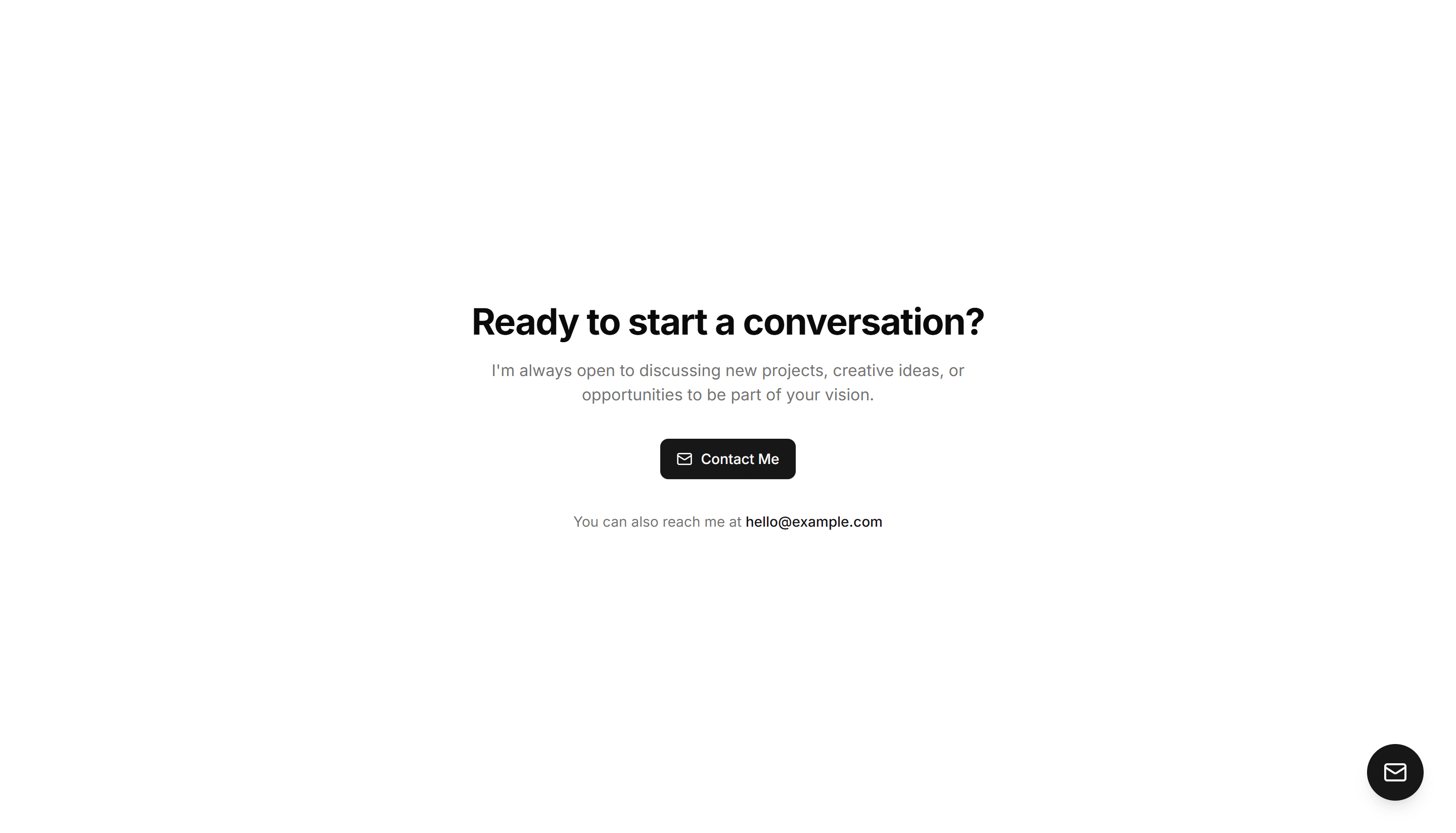 Portfolio Contact Section: Popup Trigger Contact