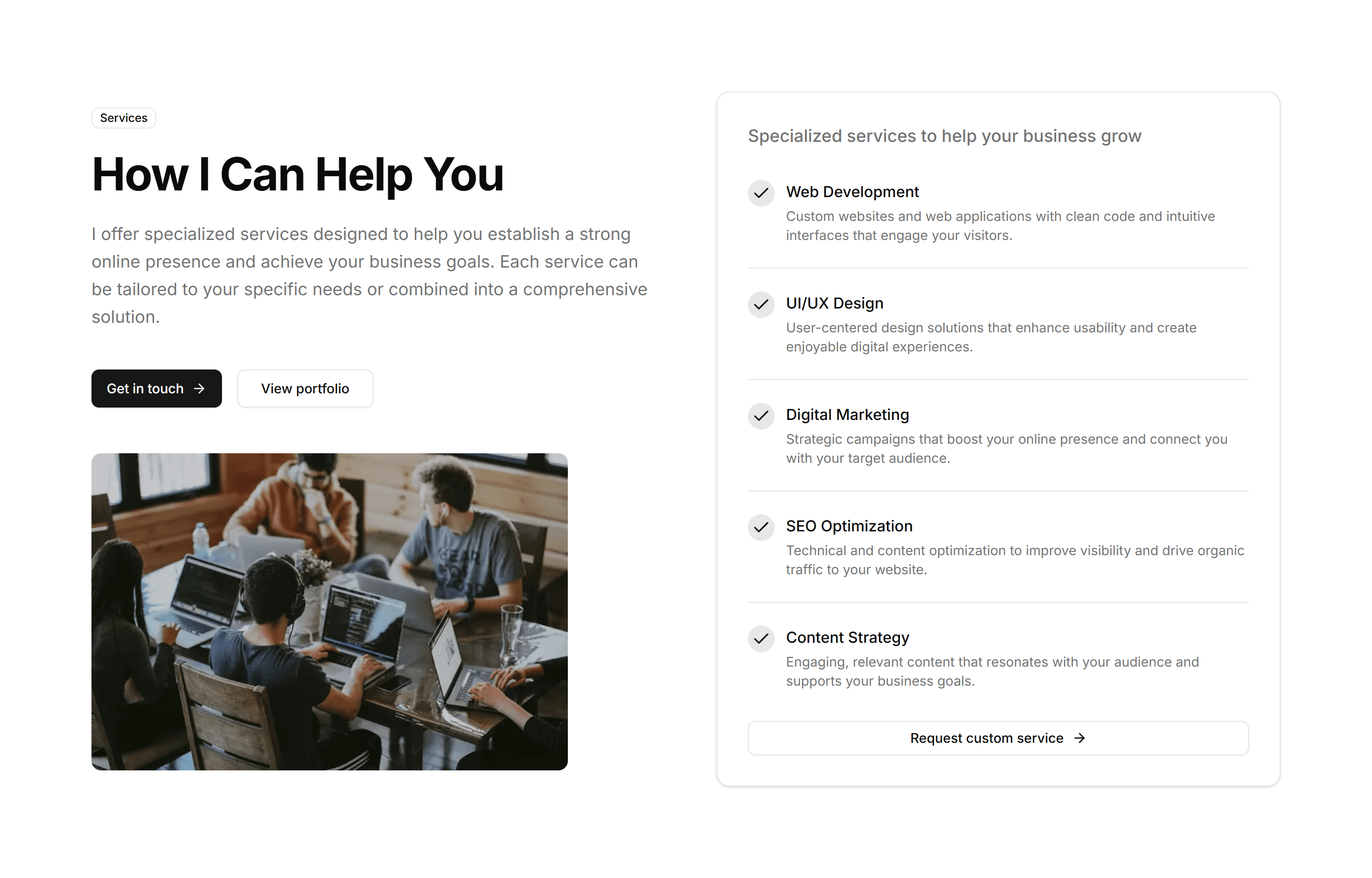 Portfolio Core Services Overview: Split Layout Feature
