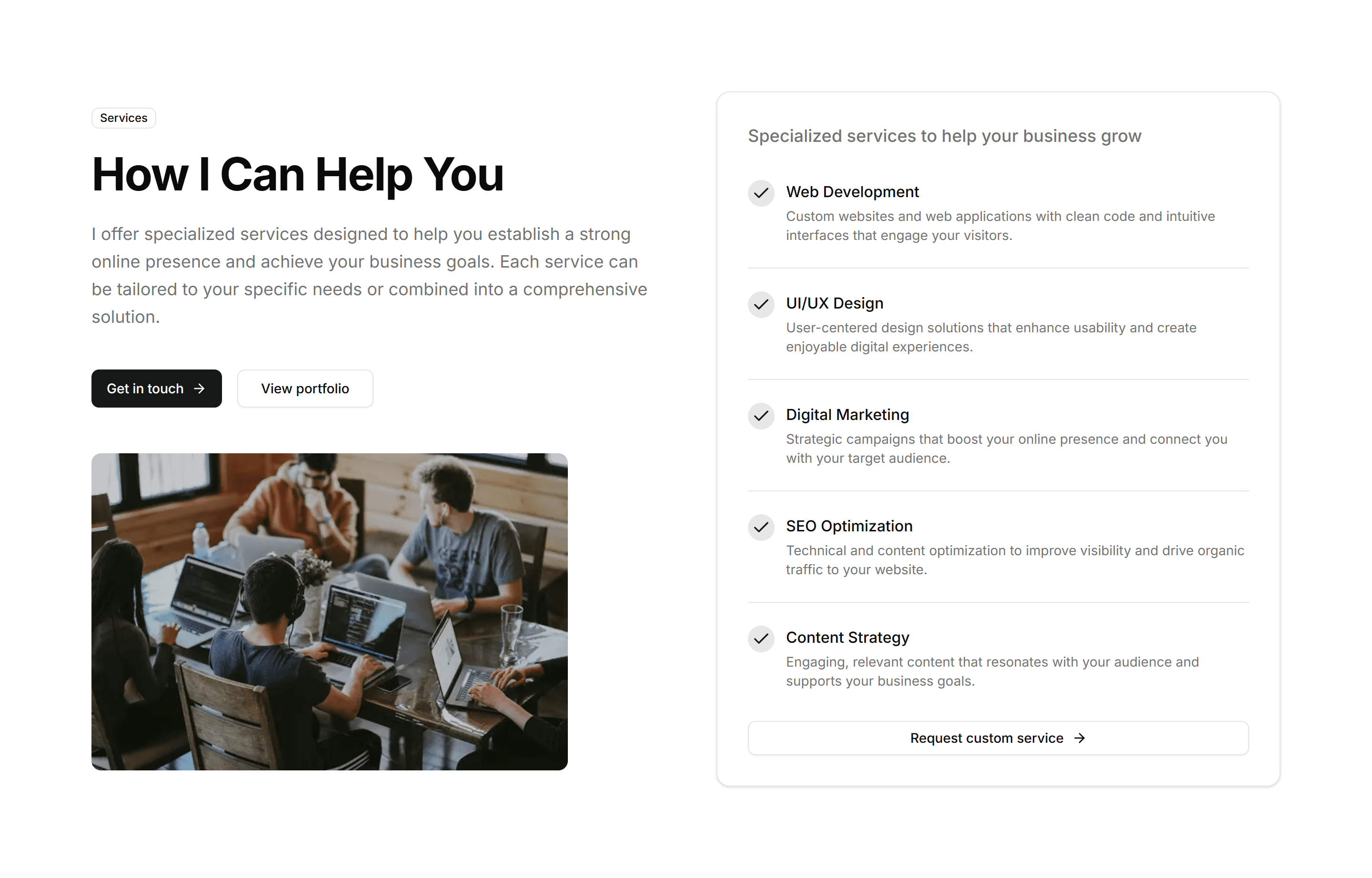 Portfolio Core Services Overview: Split Layout Feature
