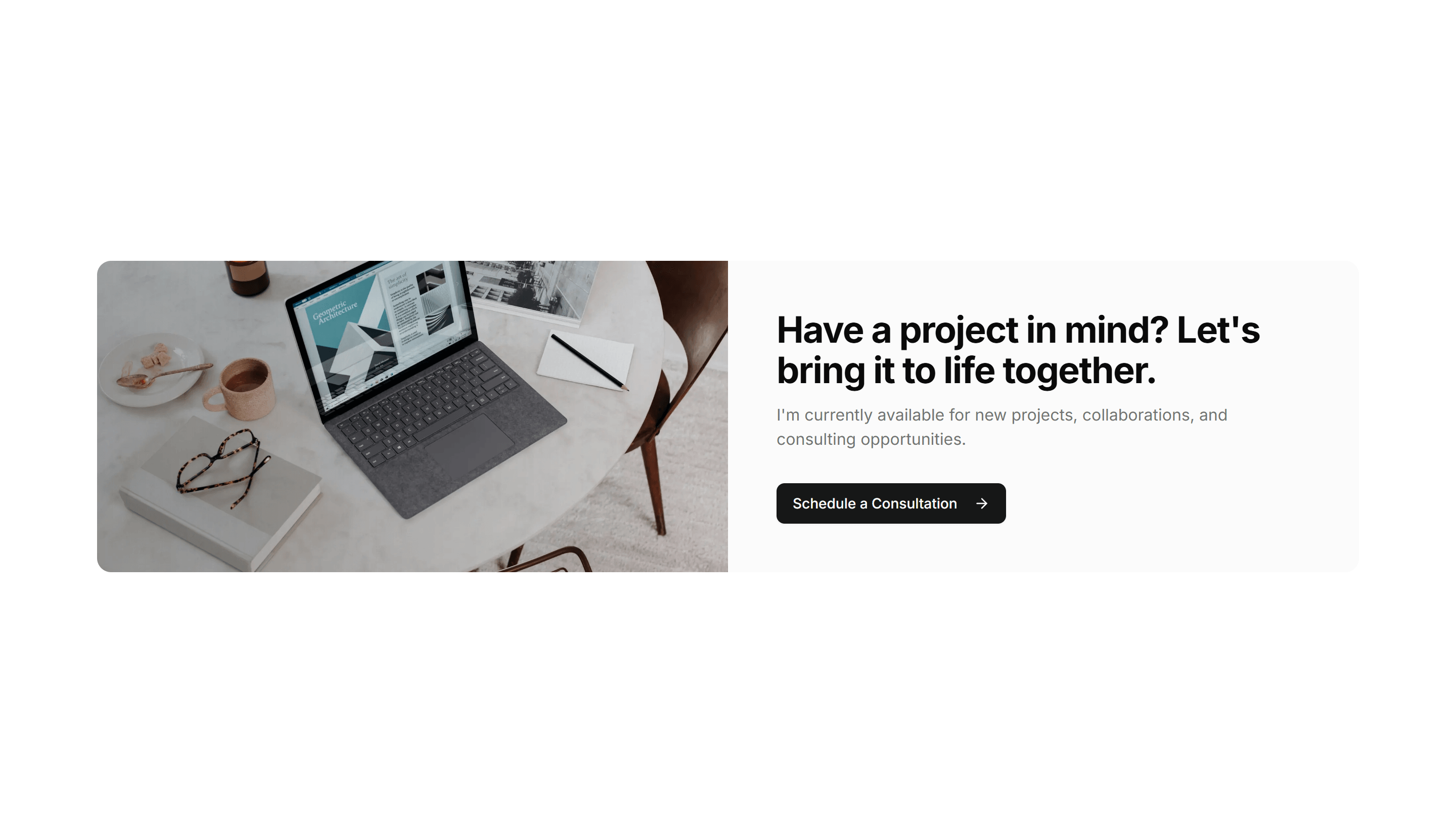 Portfolio CTA Banner: Split CTA