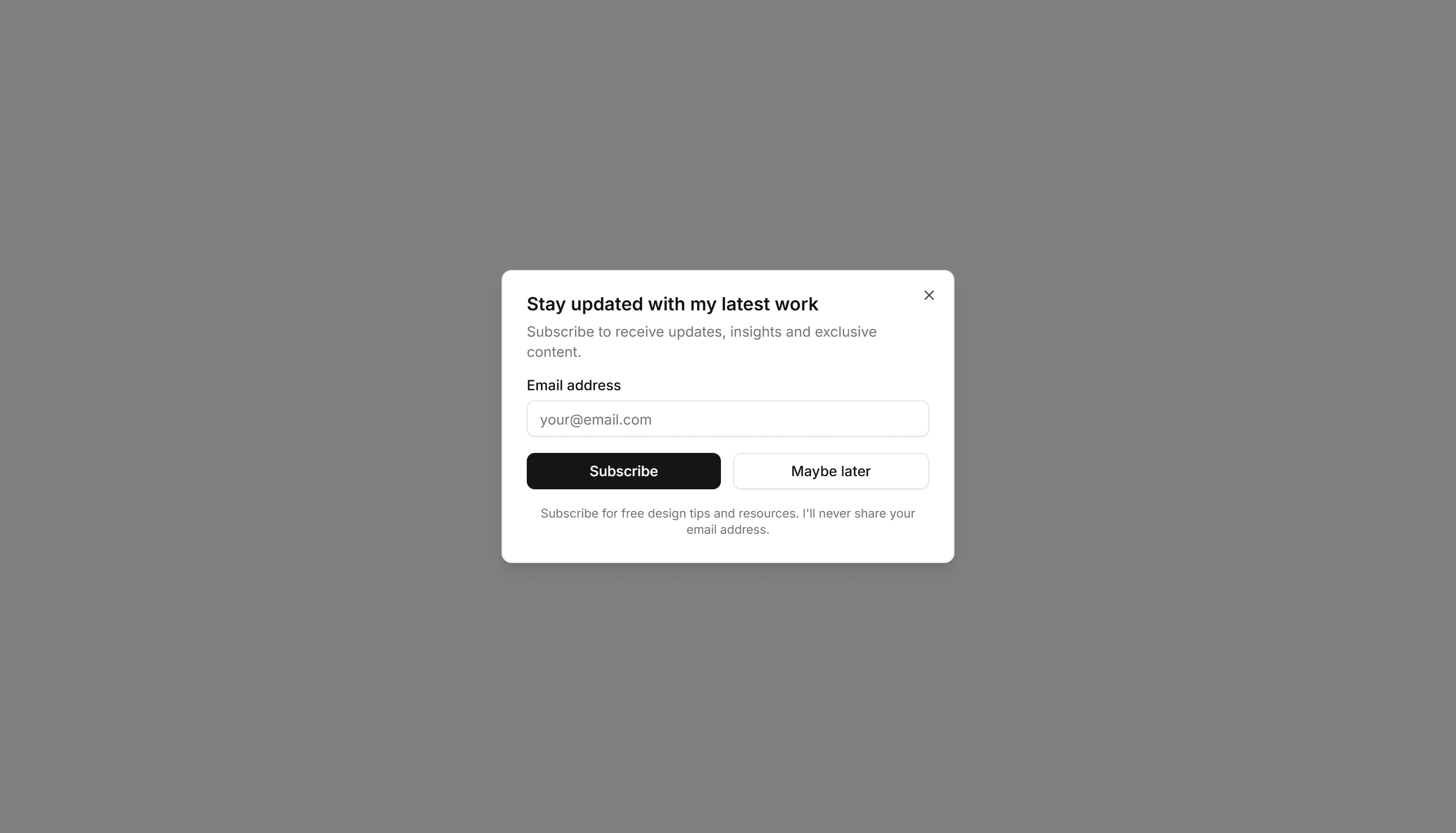 Portfolio Email Signup And Newsletter: Popup Signup Form