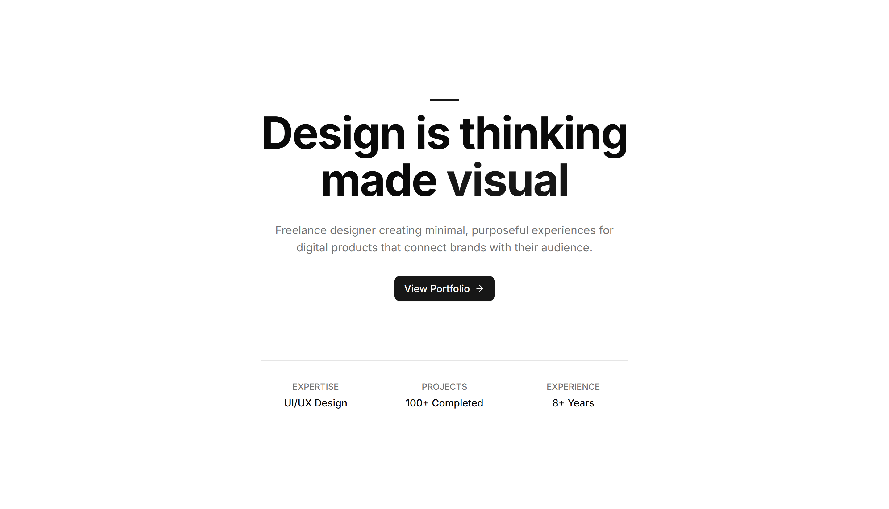 Portfolio Hero Showcase: Minimalist CTA